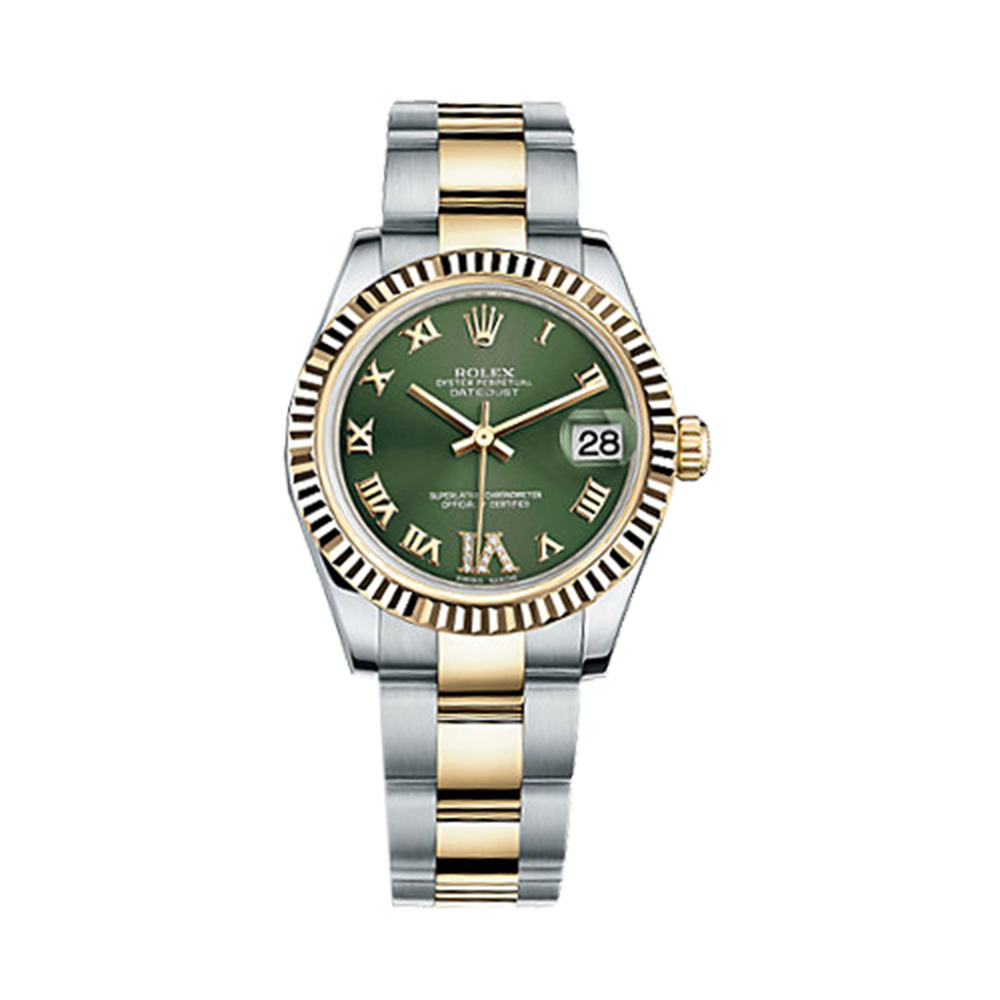 Datejust 31 178273 Gold & Stainless Steel Watch (Olive Green Set with Diamonds)