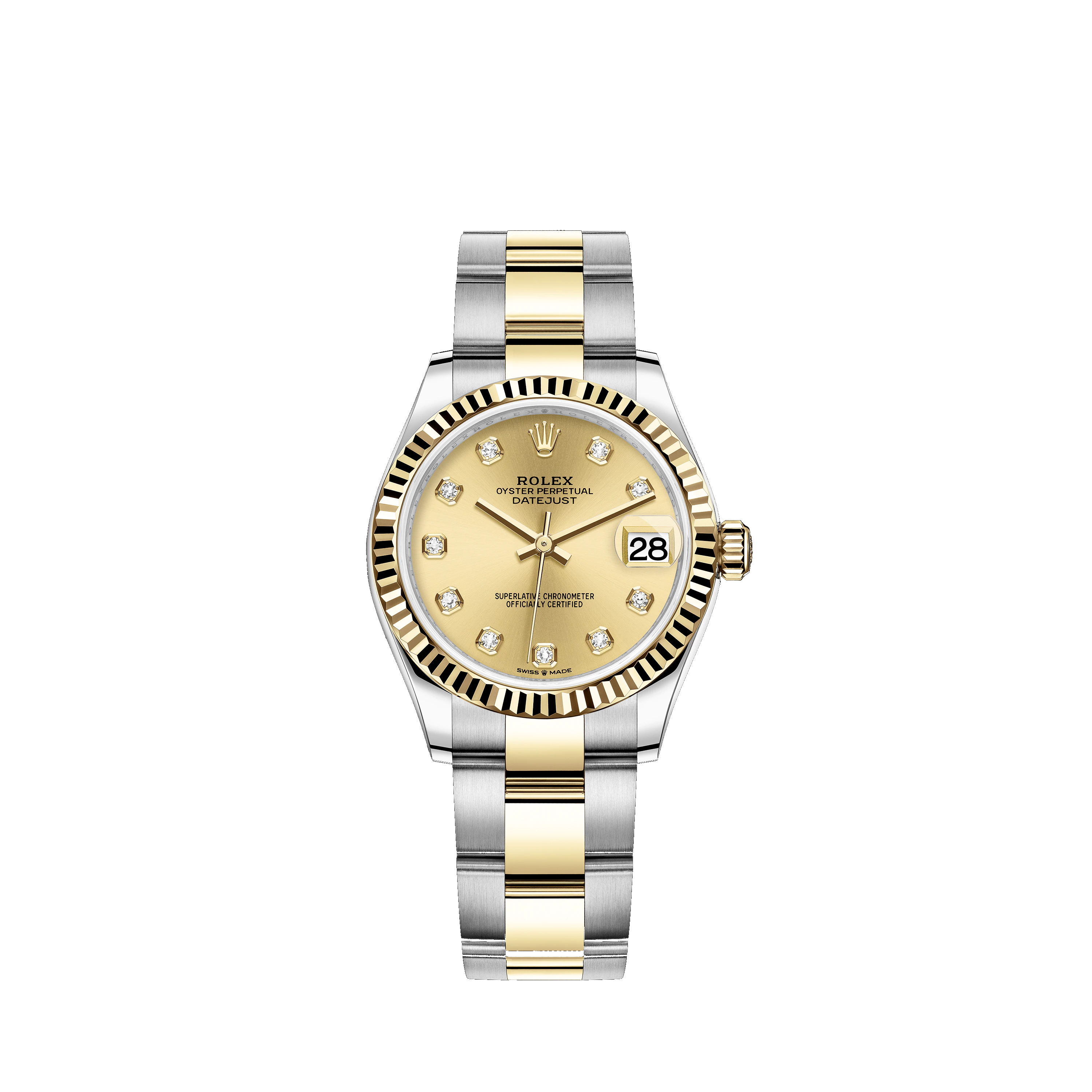 Datejust 31 278273 Gold & Stainless Steel Watch (Champagne-Colour Set with Diamonds)