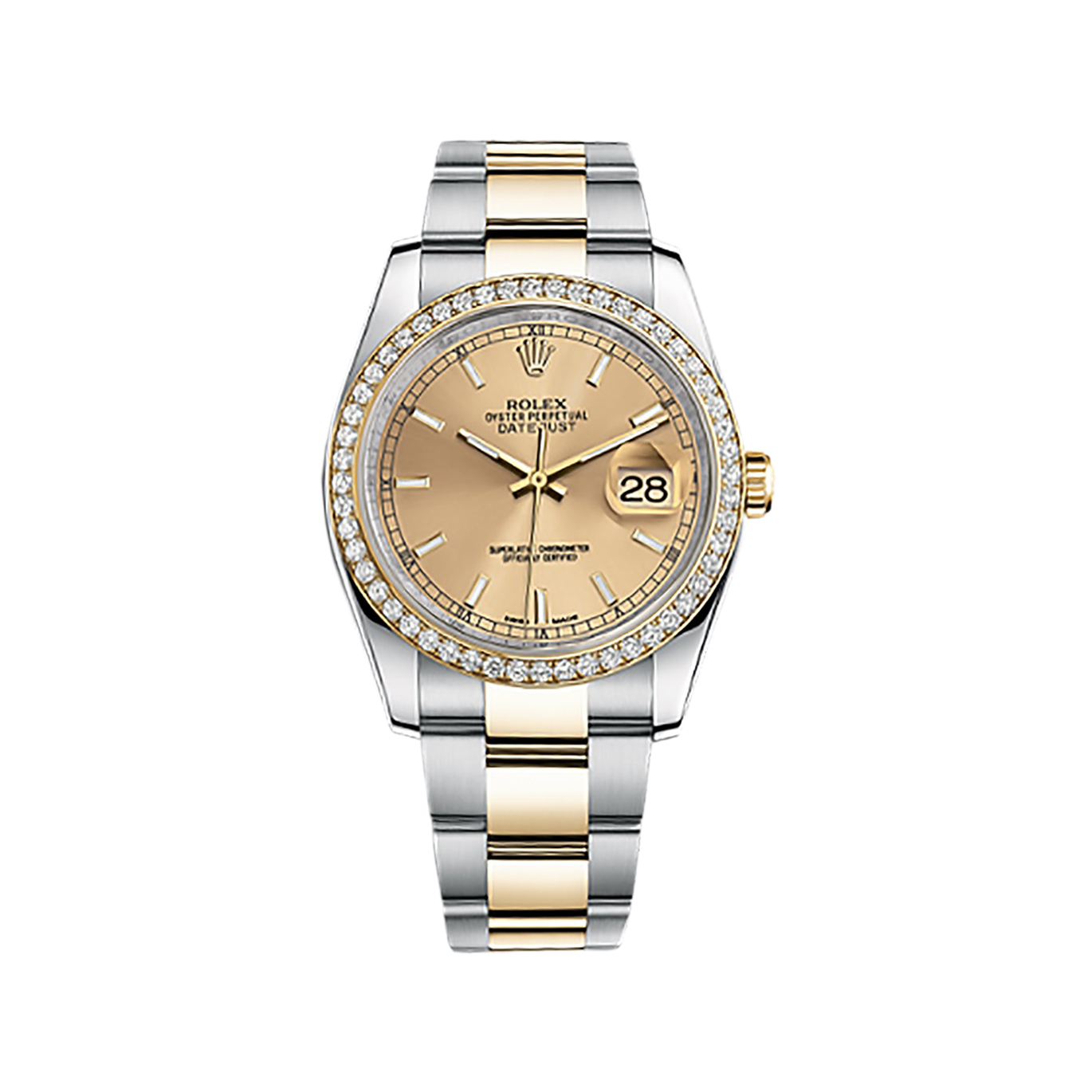 Datejust 36 116243 Gold & Stainless Steel Watch (Champagne)