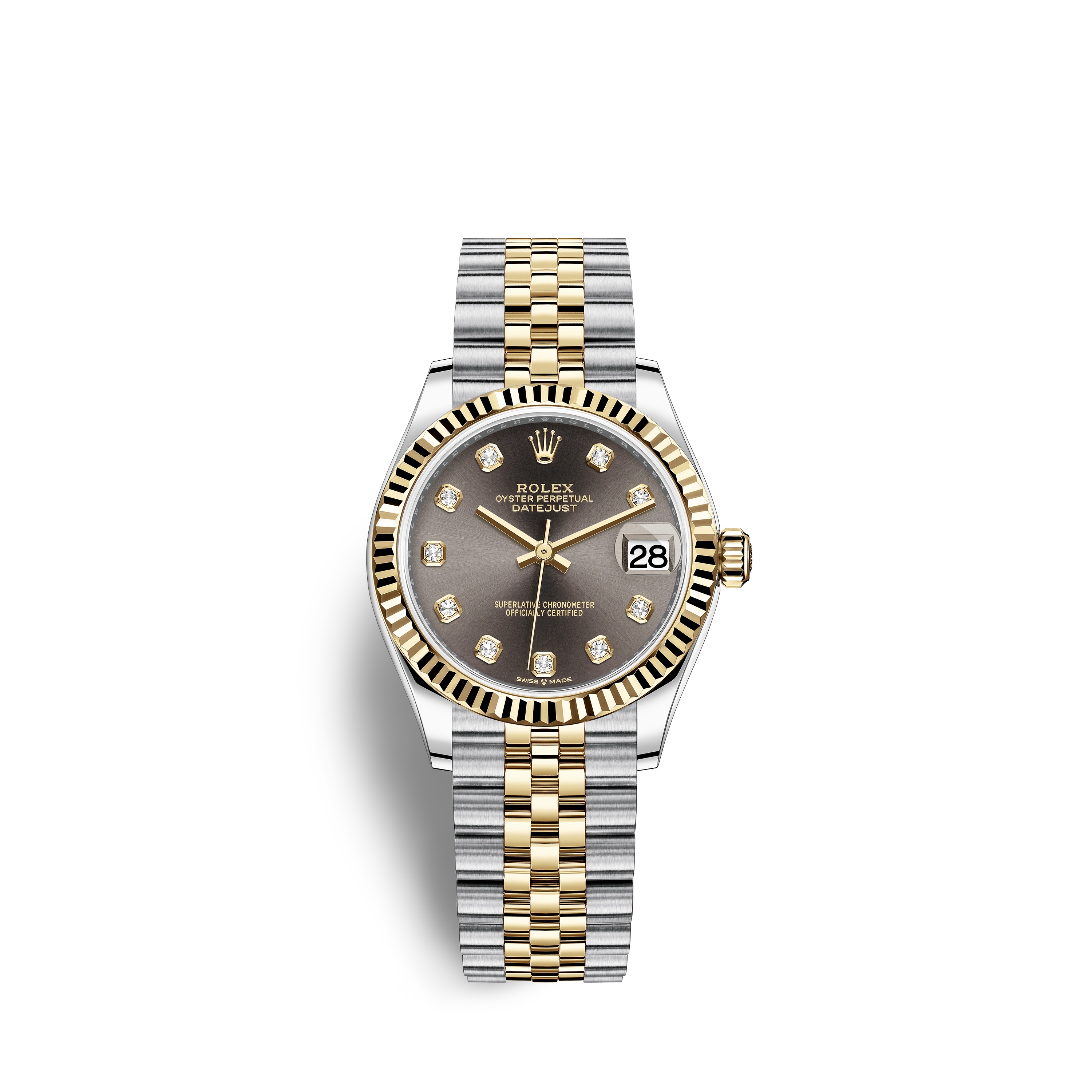 Datejust 31 278273 Gold & Stainless Steel Watch (Dark Grey Set with Diamonds)