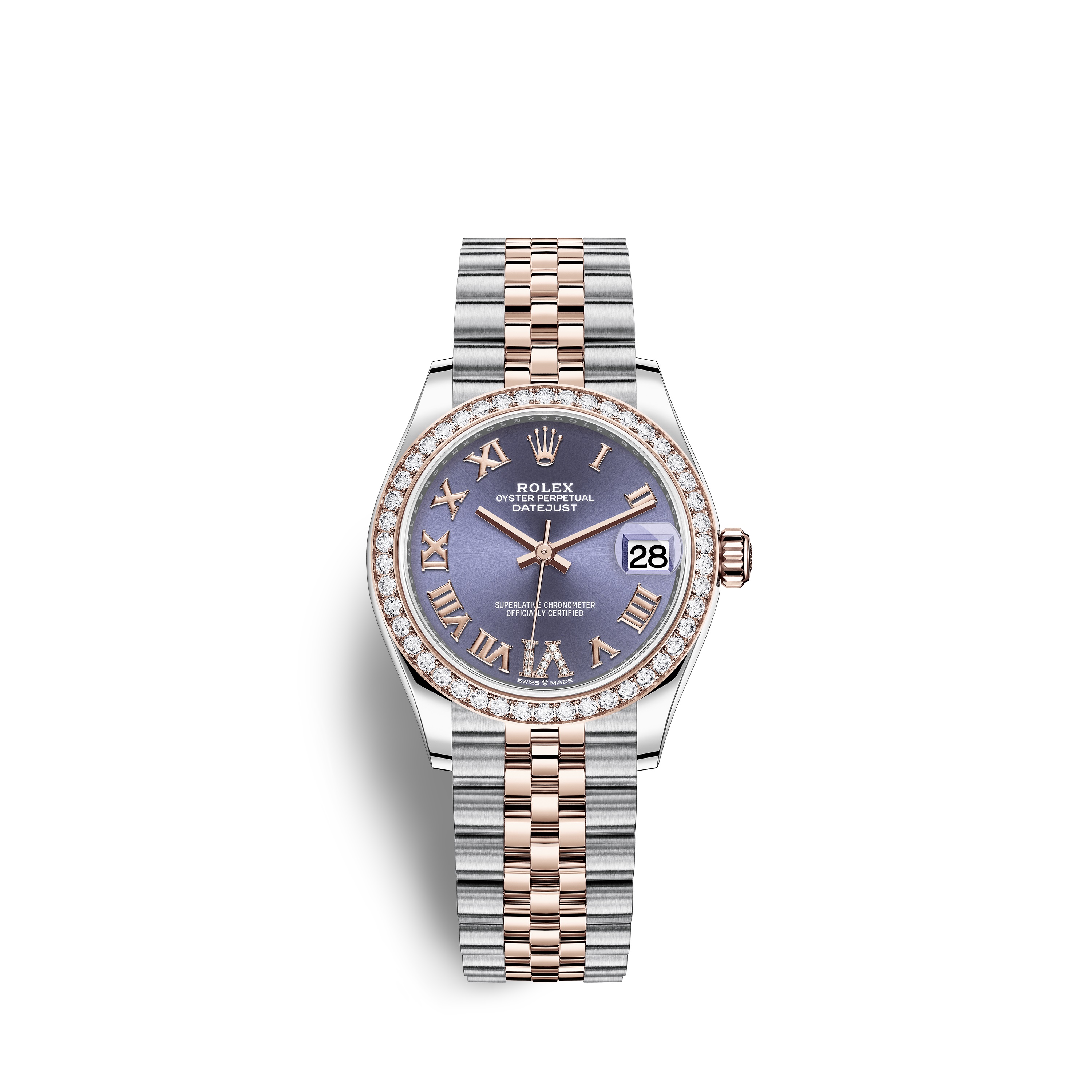 Datejust 31 278381RBR Rose Gold, Stainless Steel & Diamonds Watch (Aubergine Set with Diamonds) - Click Image to Close