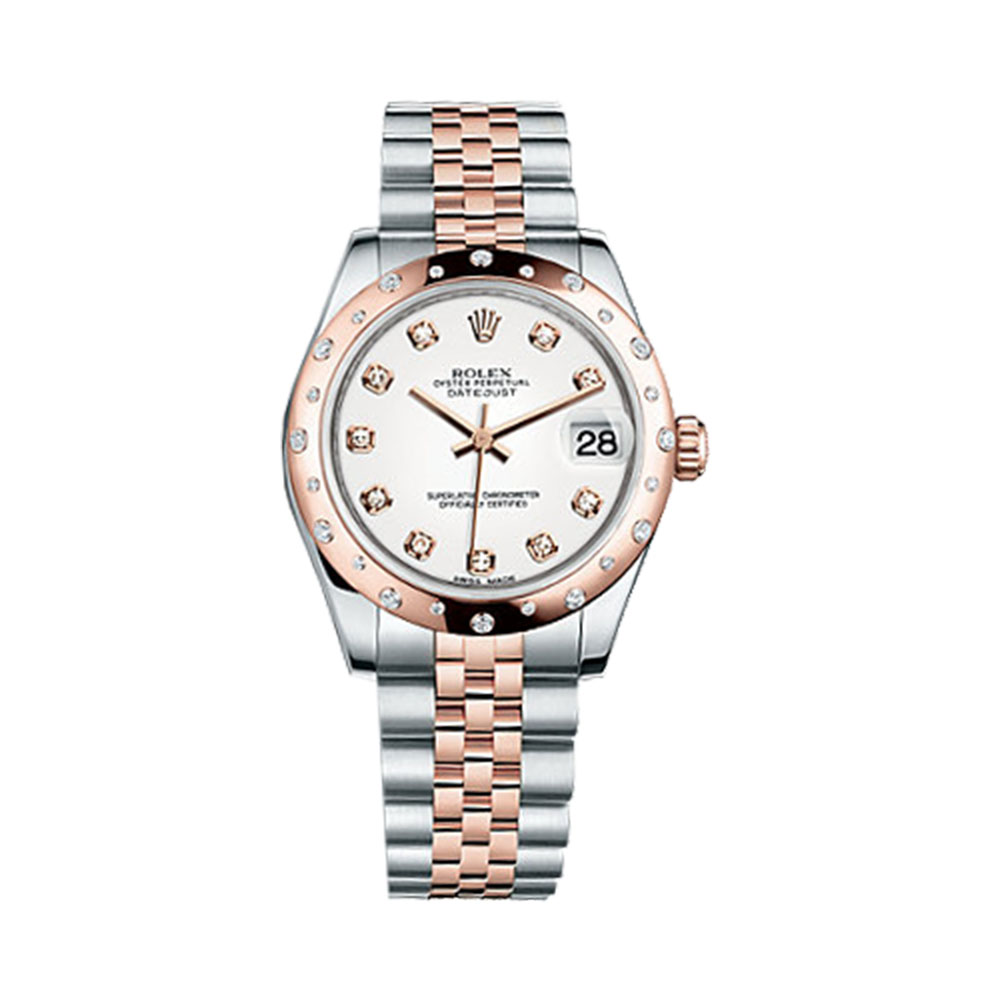 Datejust 31 178341 Rose Gold & Stainless Steel Watch (White Set with Diamonds) - Click Image to Close