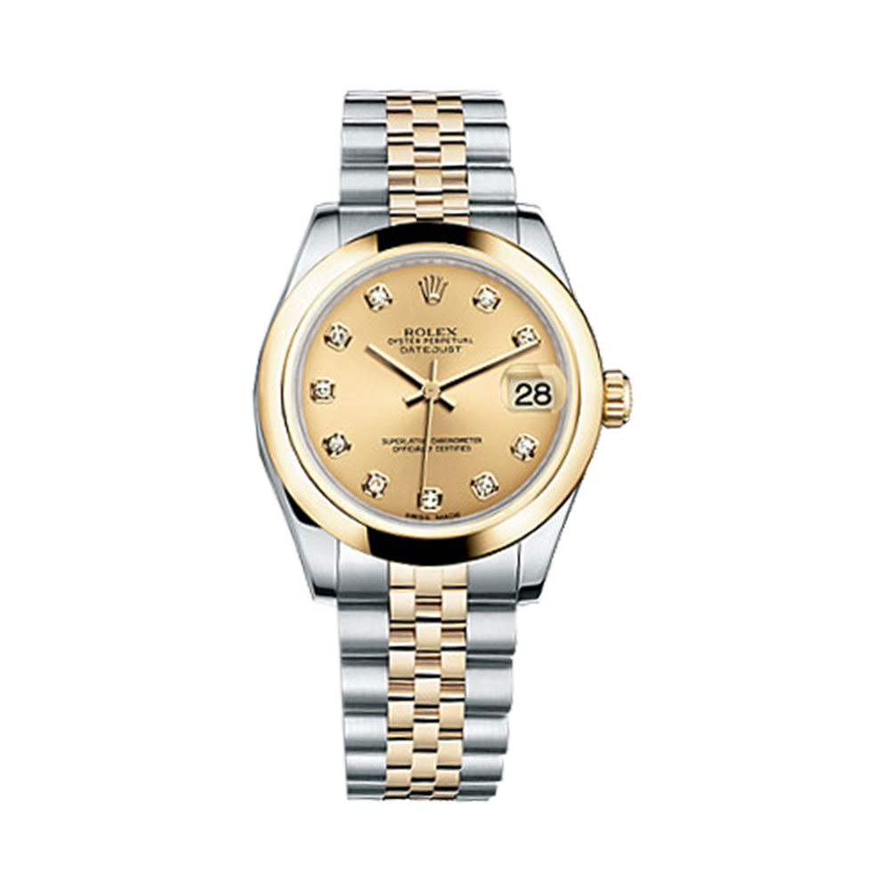 Datejust 31 178243 Gold & Stainless Steel Watch (Champagne Set with Diamonds)