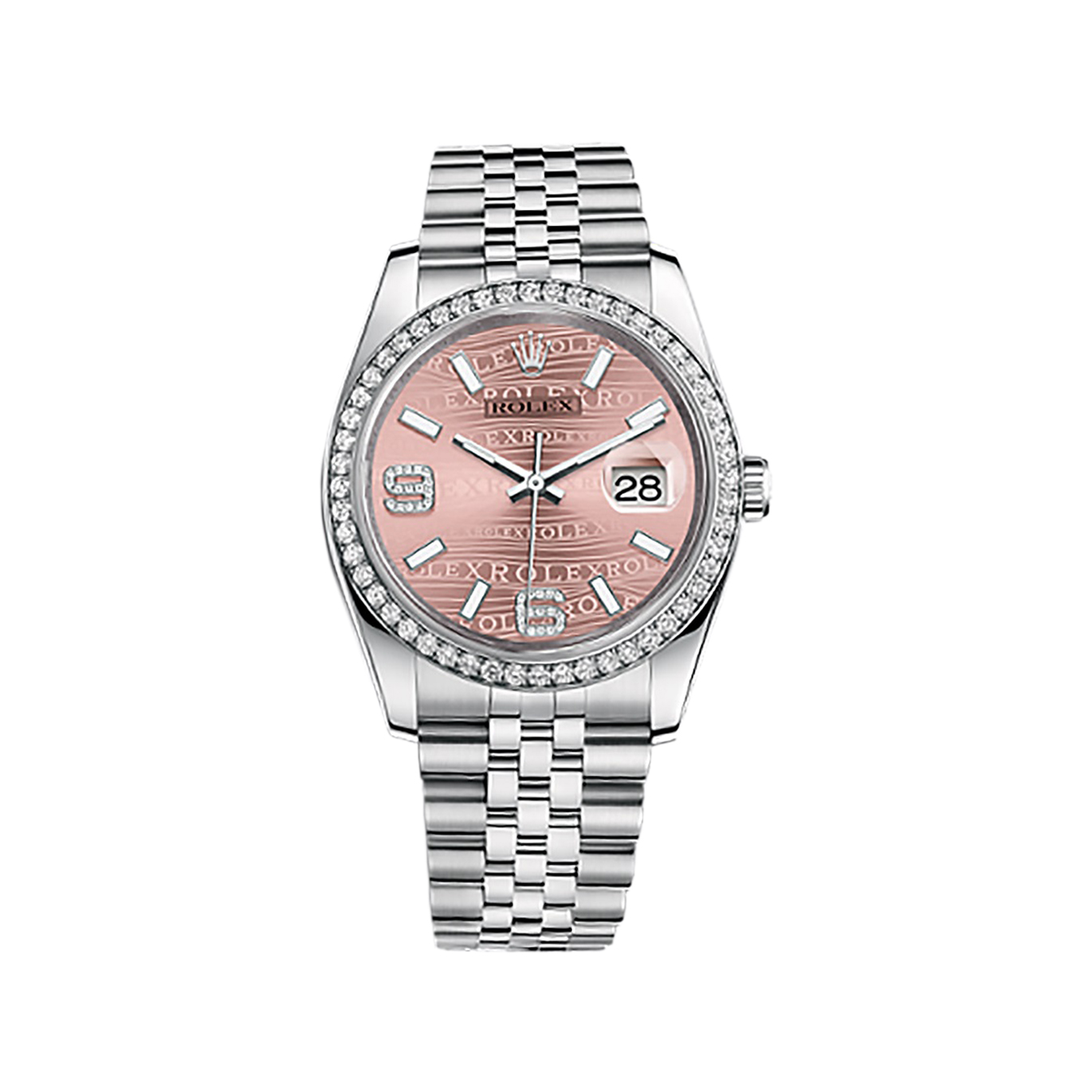 Datejust 36 116244 White Gold & Stainless Steel Watch (Pink Waves Set with Diamonds)