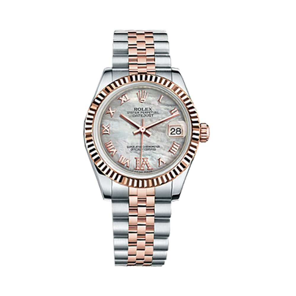 Datejust 31 178271 Rose Gold & Stainless Steel Watch (White Mother-of-Pearl Set with Diamonds)