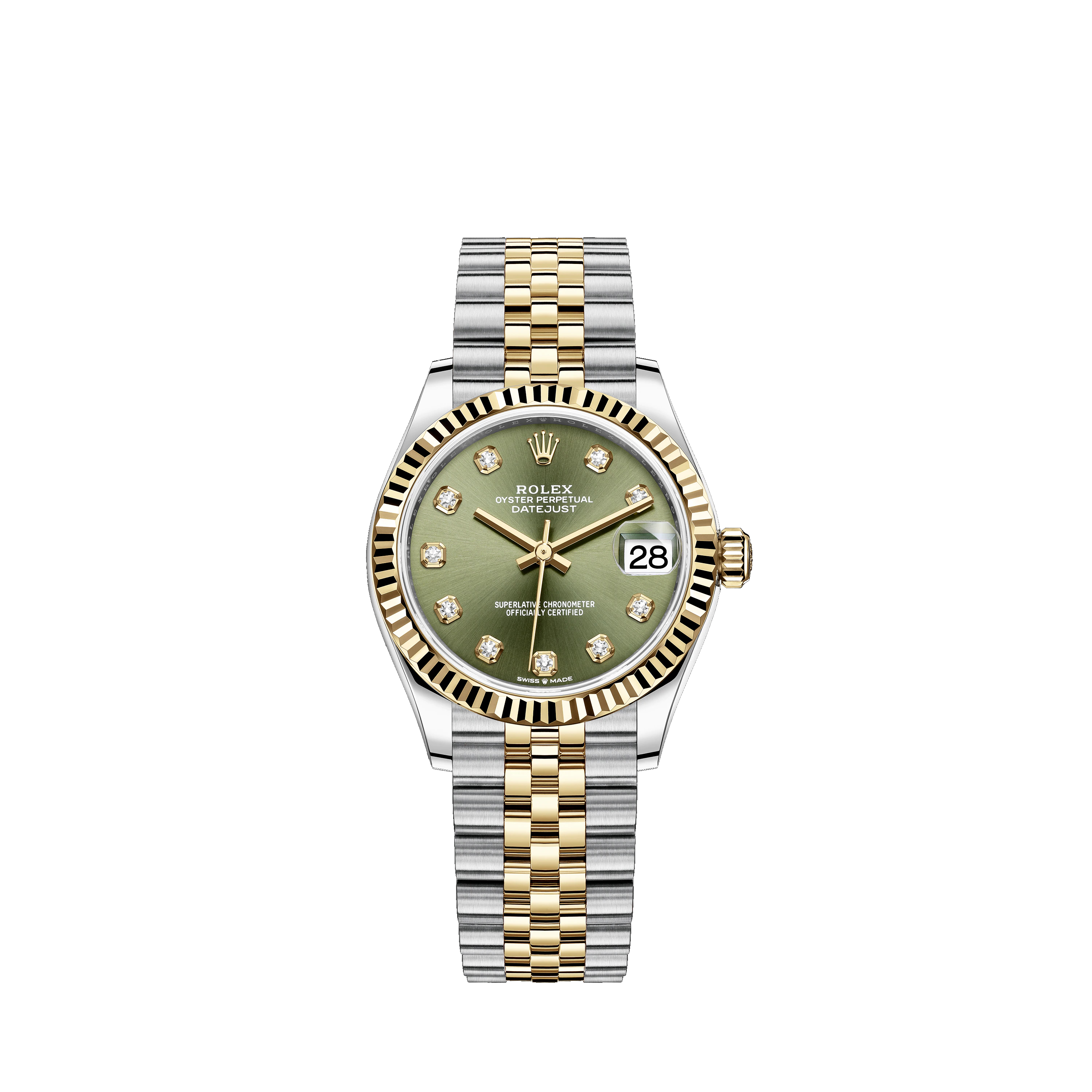 Datejust 31 278273 Gold & Stainless Steel Watch (Olive Green Set with Diamonds)