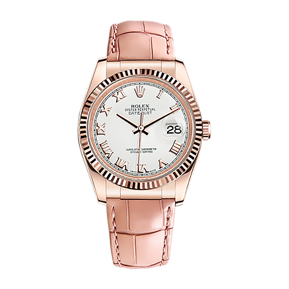 Datejust 36 116135 Rose Gold Watch (White)
