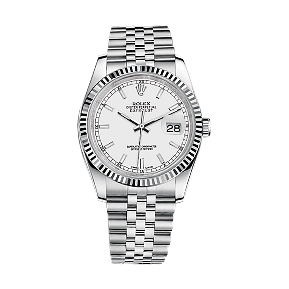 Datejust 36 116234 White Gold & Stainless Steel Watch (White) - Click Image to Close