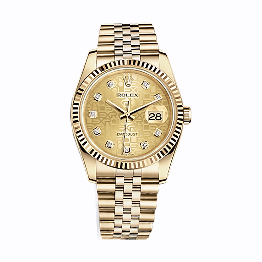 Datejust 36 116238 Gold Watch (Champagne Jubilee Design Set with Diamonds) - Click Image to Close