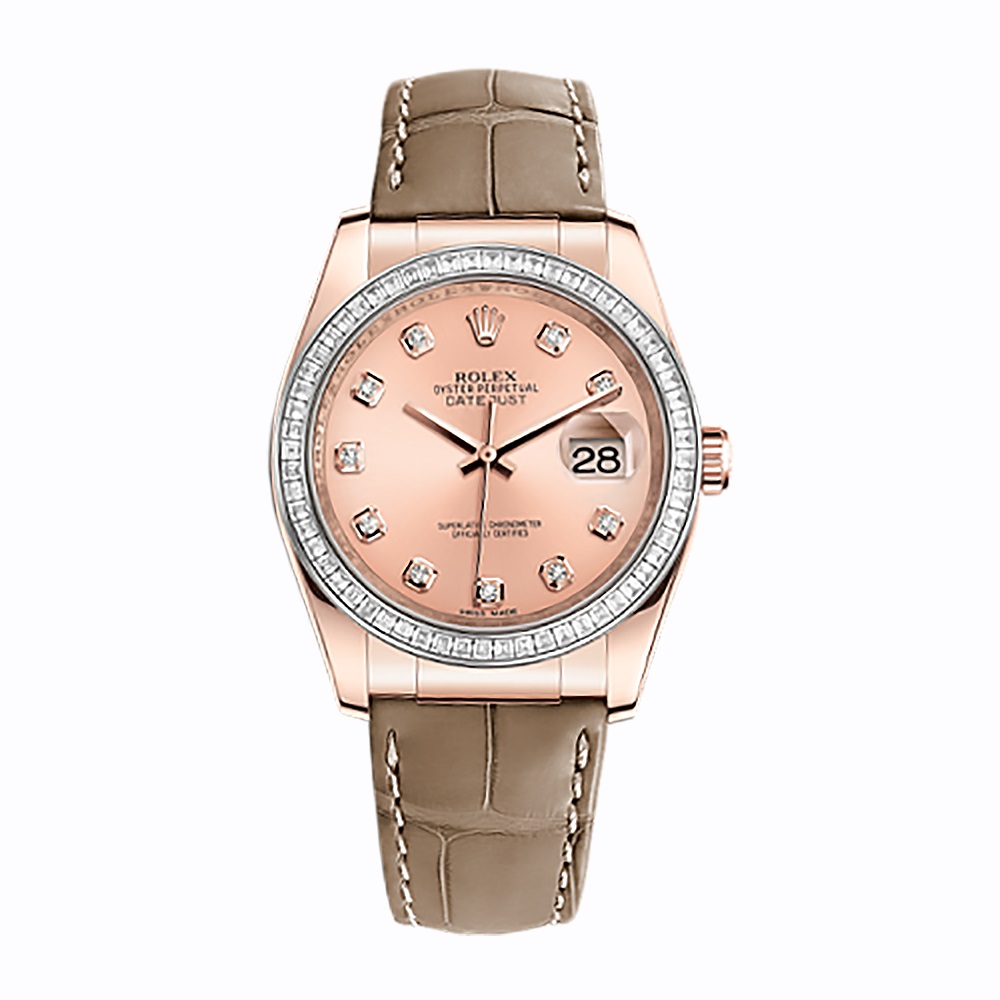 Datejust 36 116185BBR Rose Gold Watch (Pink Set with Diamonds)