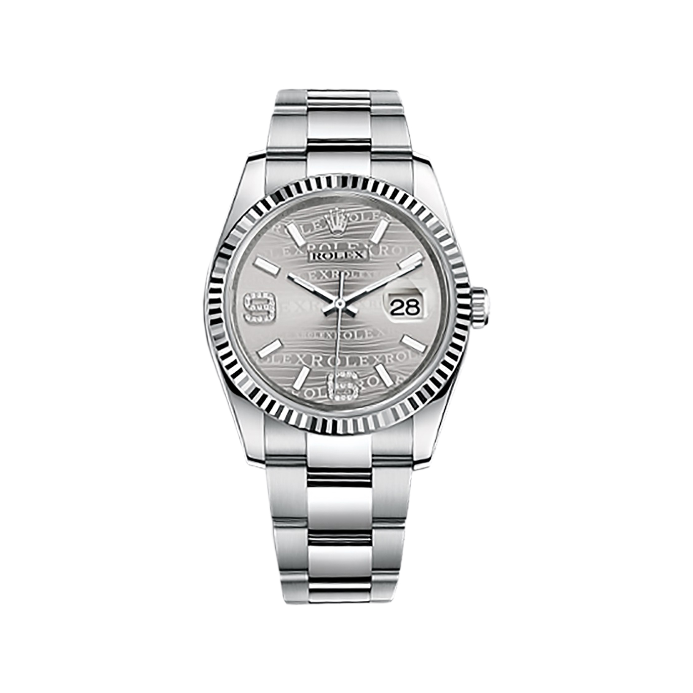 Datejust 36 116234 White Gold & Stainless Steel Watch (Rhodium Waves)
