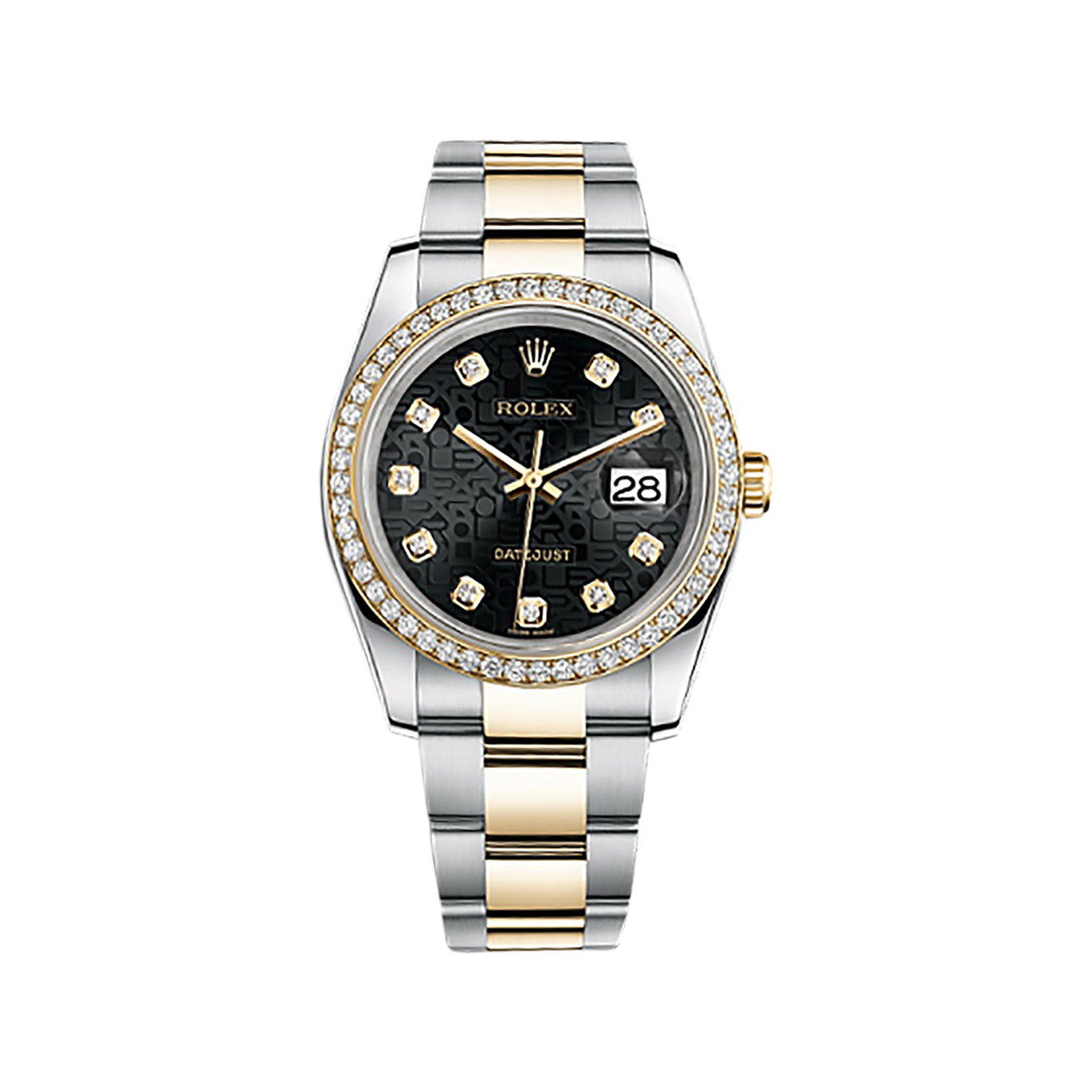 Datejust 36 116243 Gold & Stainless Steel Watch (Black Jubilee Design Set with Diamonds)