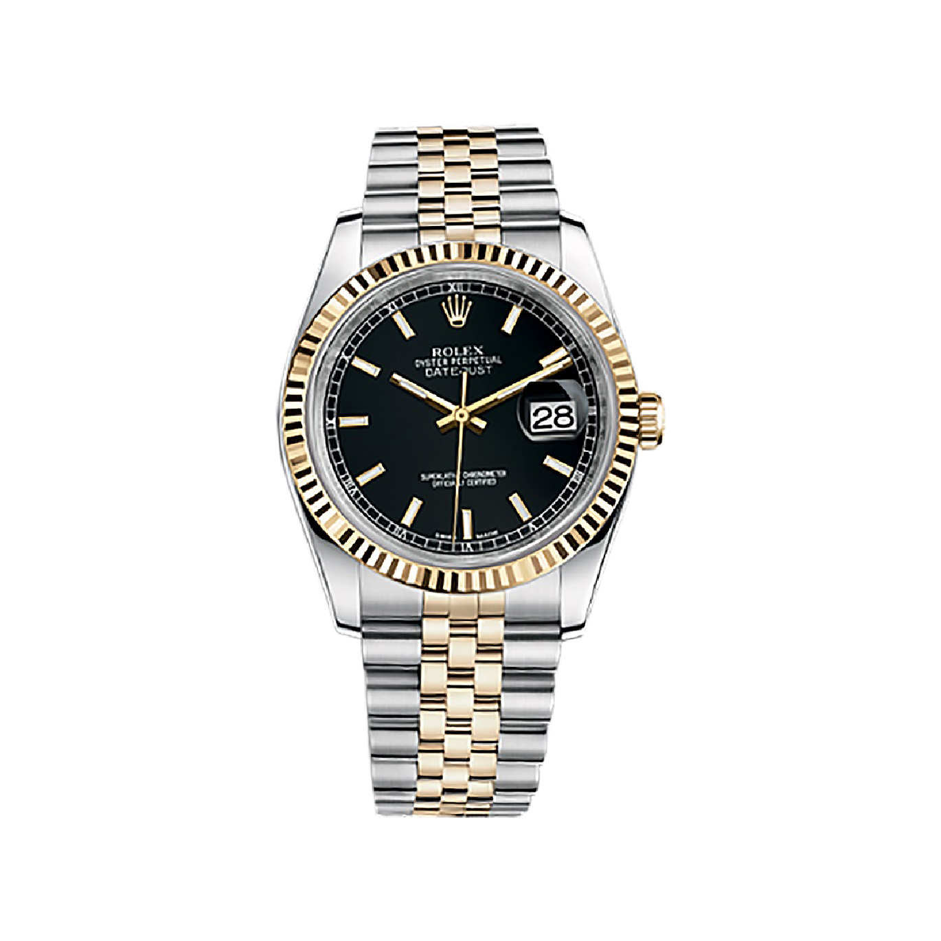 Datejust 36 116233 Gold & Stainless Steel Watch (Black) - Click Image to Close