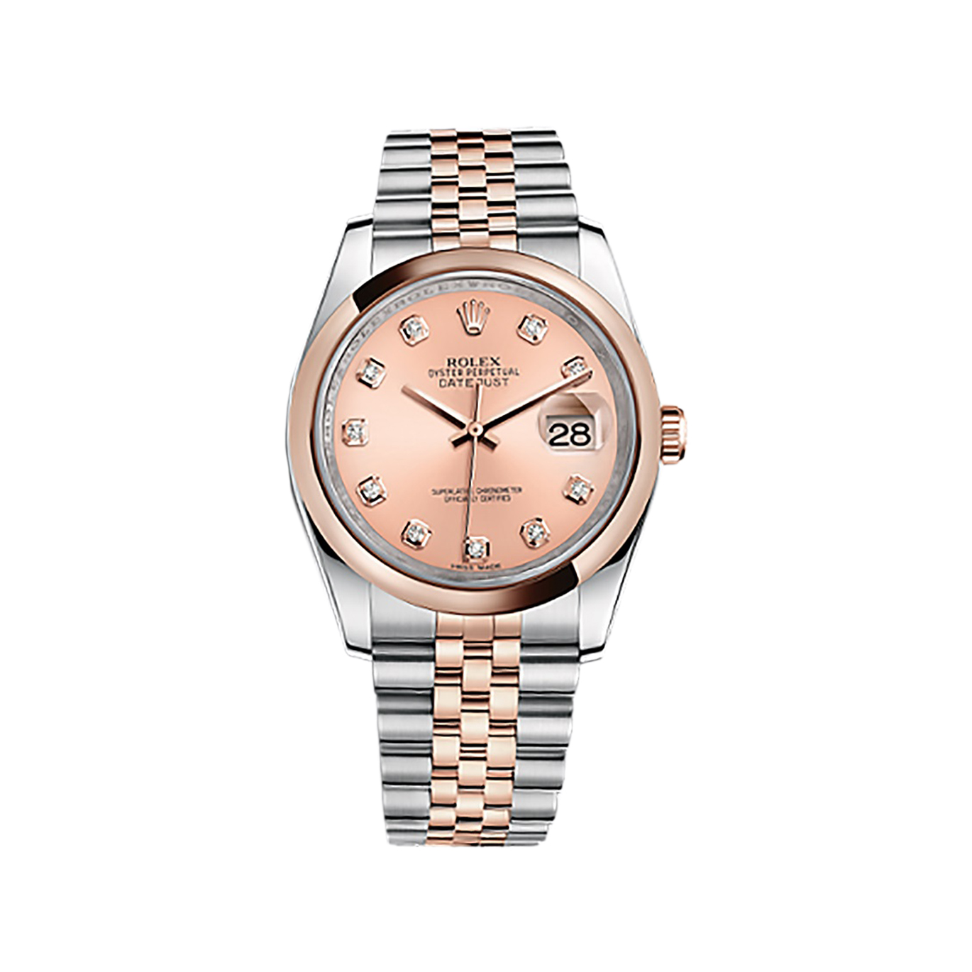 Datejust 36 116201 Rose Gold & Stainless Steel Watch (Pink Set with Diamonds)