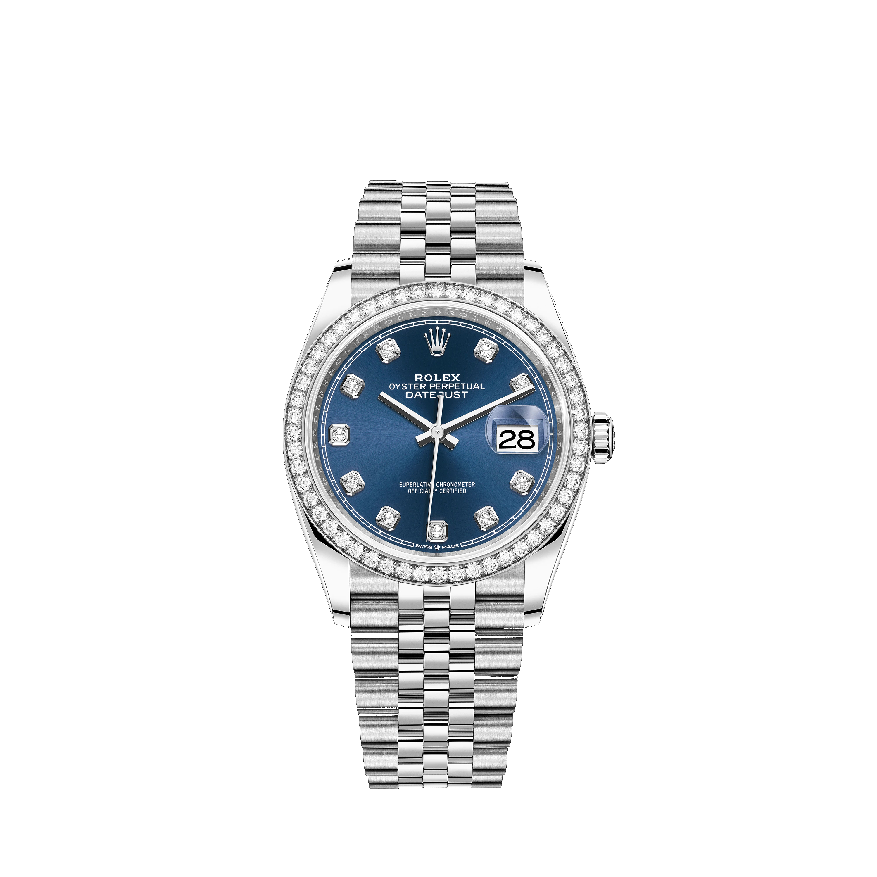 Datejust 36 126284RBR White Gold, Stainless Steel & Diamonds Watch (Blue Set with Diamonds) - Click Image to Close