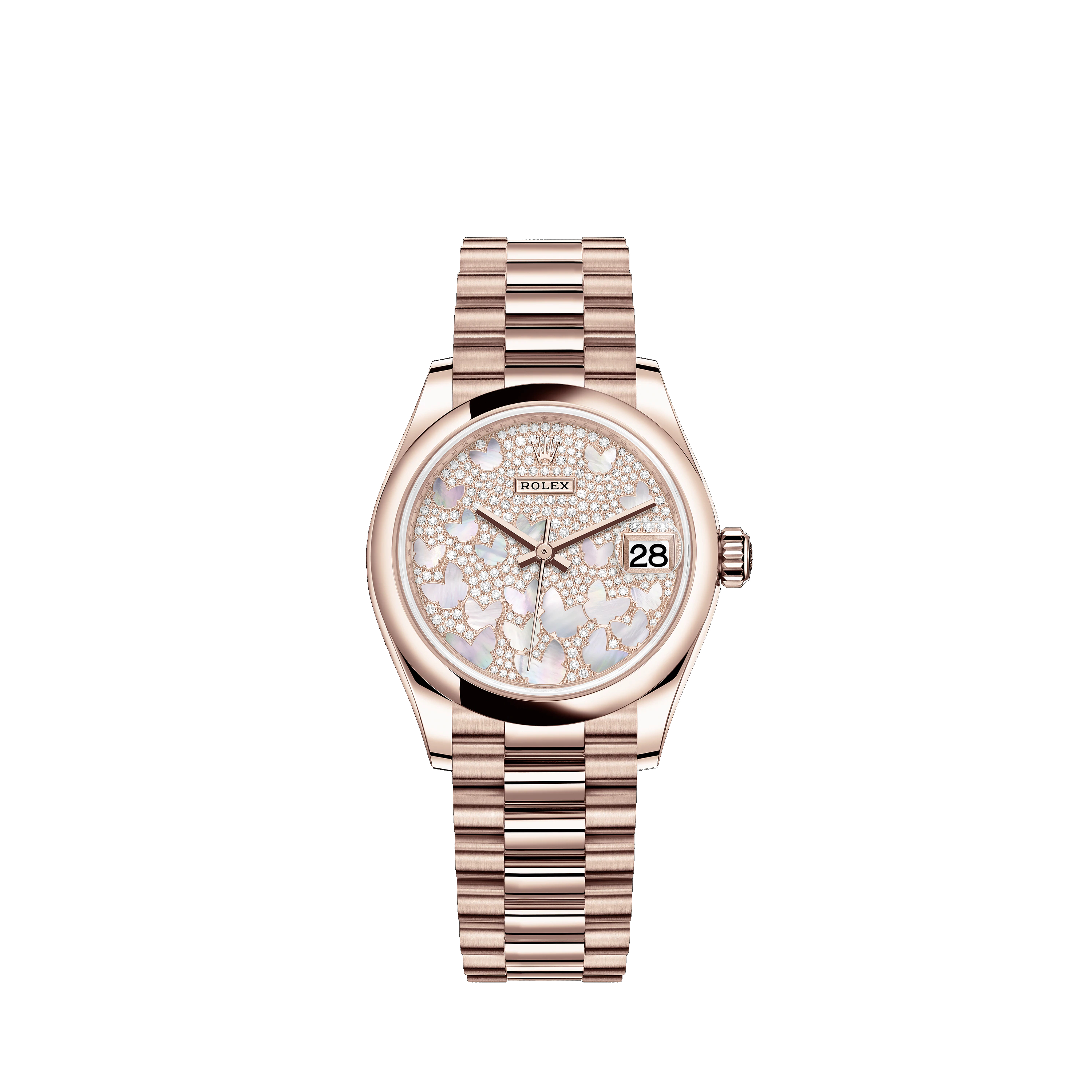 Datejust 31 278245 Rose Gold Watch (Paved, Mother-of-Pearl Butterfly)