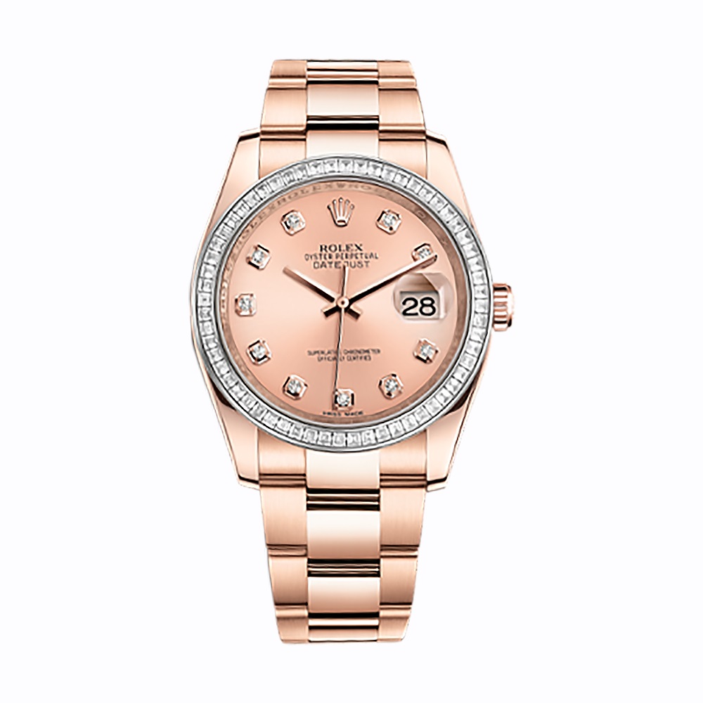 Datejust 36 116285BBR Rose Gold Watch (Pink Set with Diamonds)