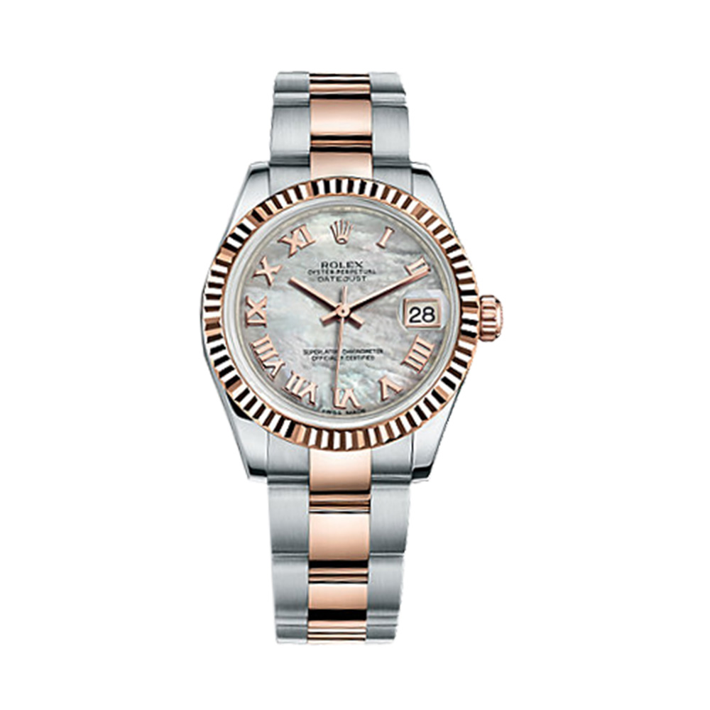 Datejust 31 178271 Rose Gold & Stainless Steel Watch (White Mother-of-Pearl) - Click Image to Close