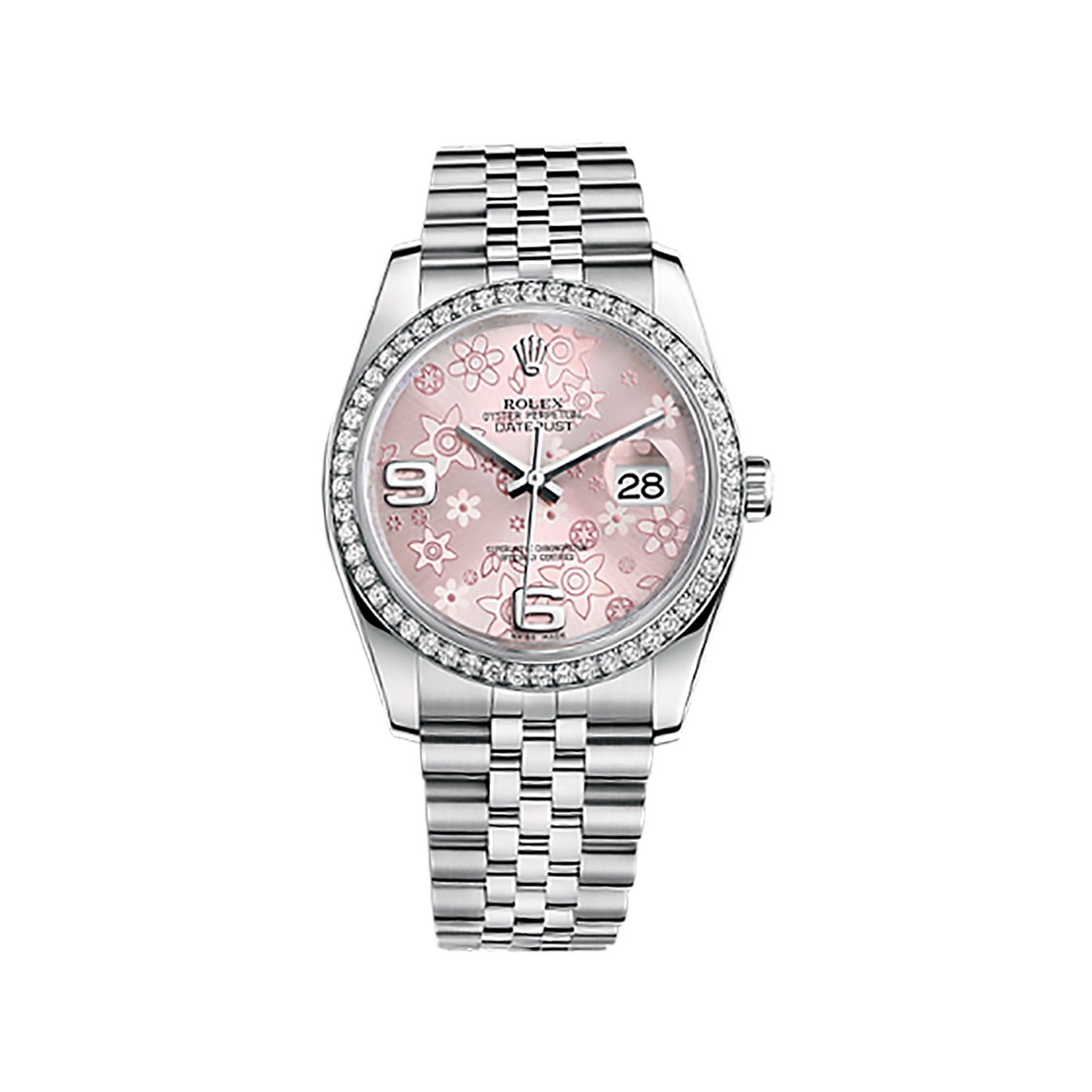 Datejust 36 116244 White Gold & Stainless Steel Watch (Pink Floral Motif)