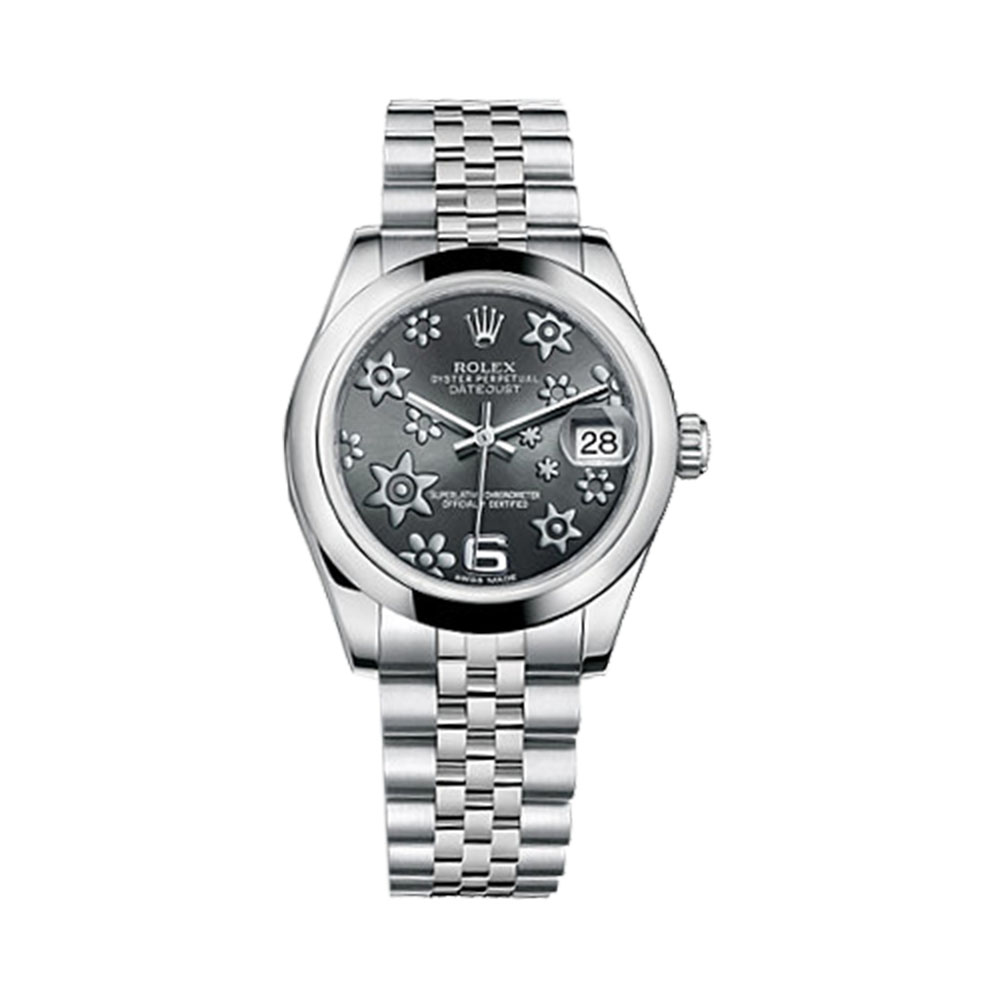 Datejust 31 178240 Stainless Steel Watch (Dark Rhodium, Raised Floral Motif)