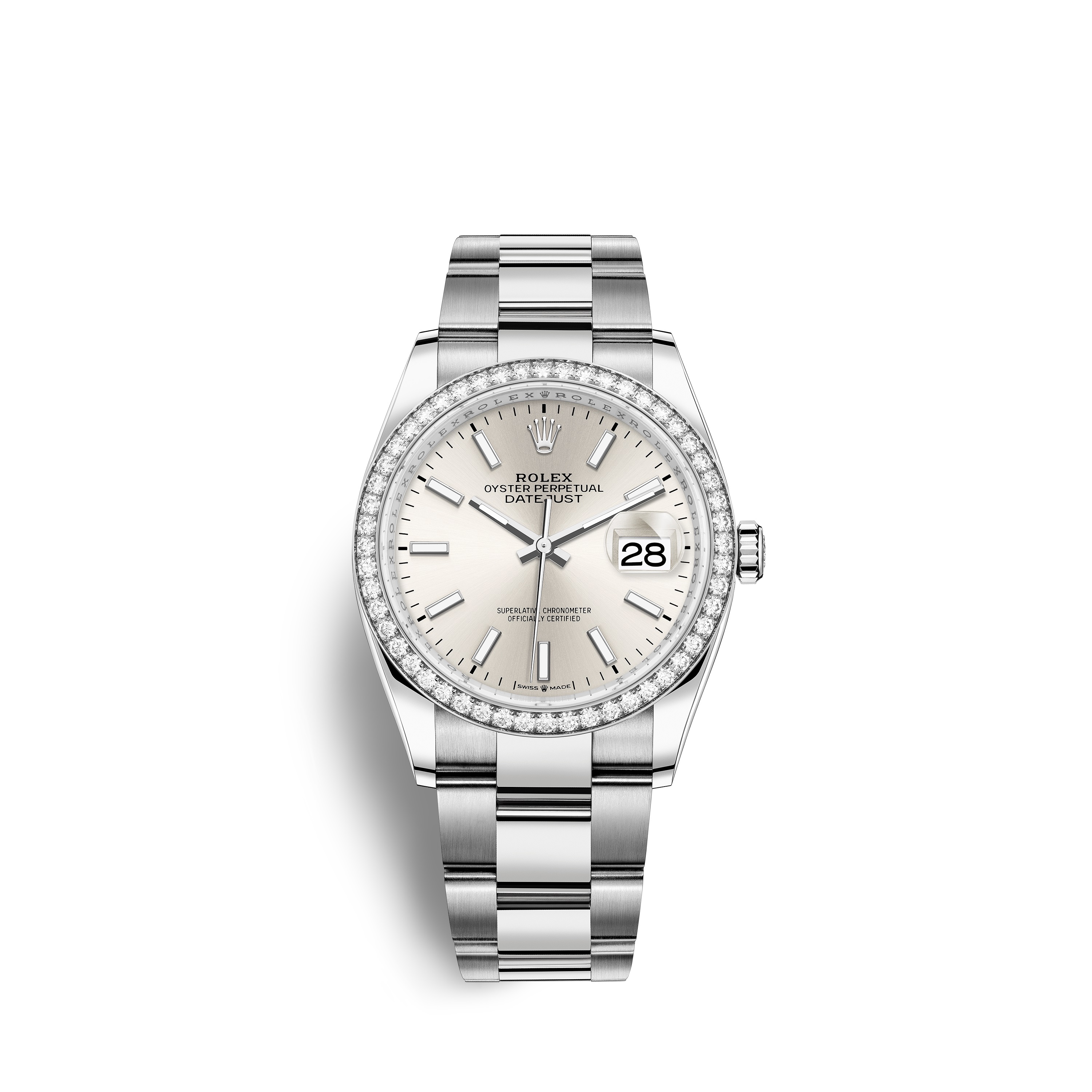 Datejust 36 126284RBR White Gold, Stainless Steel & Diamonds Watch (Silver)