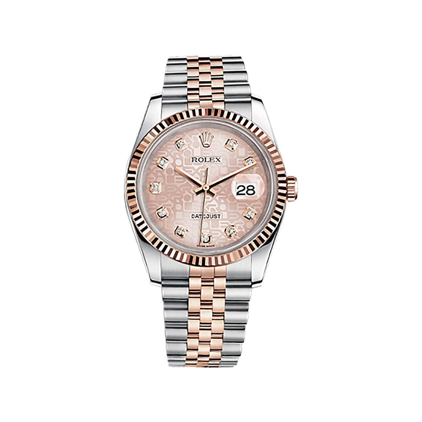 Datejust 36 116231 Rose Gold & Stainless Steel Watch (Pink Jubilee Design Set with Diamonds)