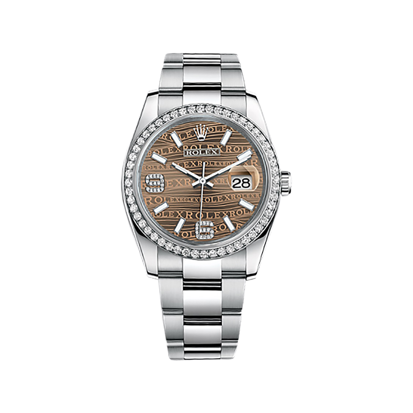Datejust 36 116244 White Gold & Stainless Steel Watch (Bronze Waves Set with Diamonds)