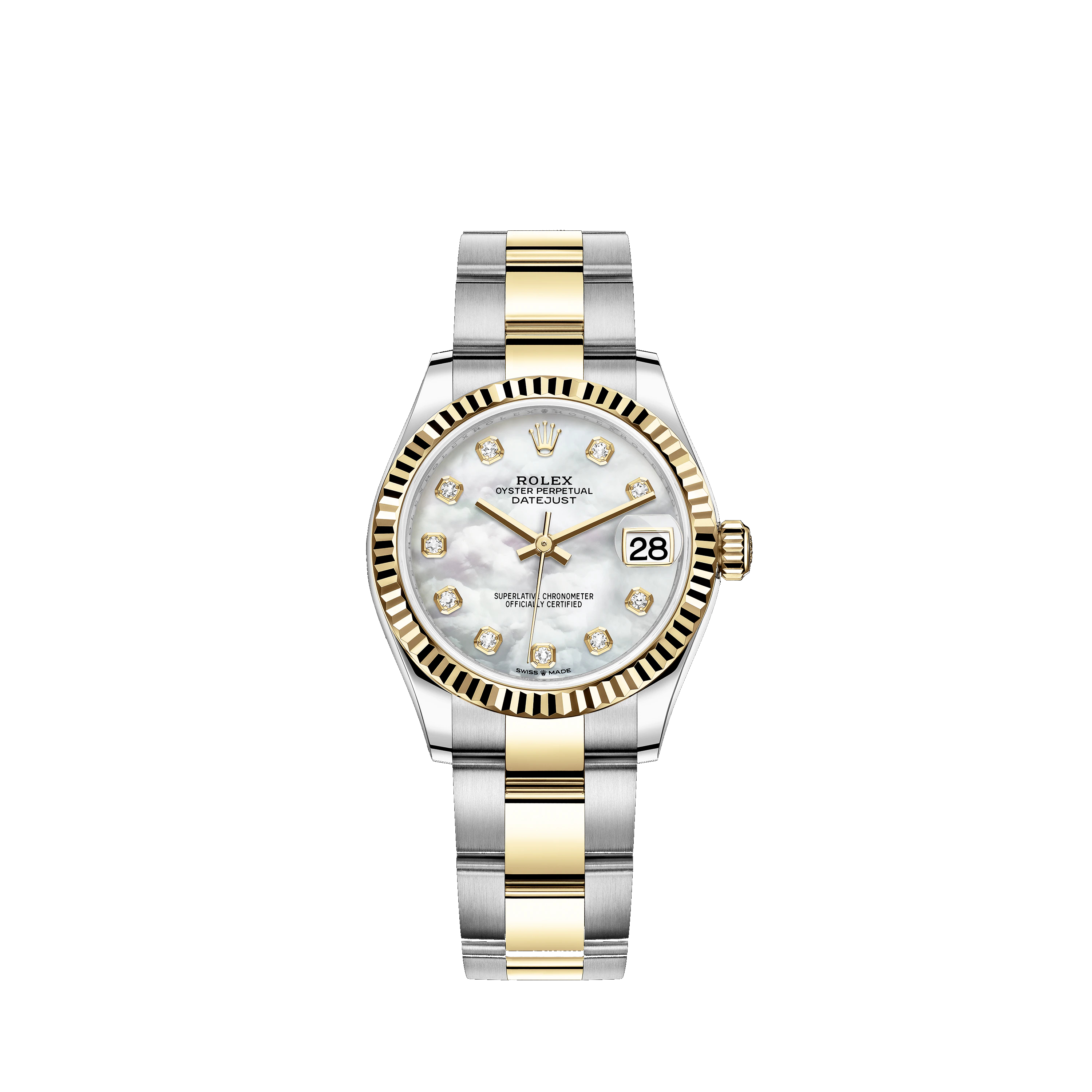 Datejust 31 278273 Gold & Stainless Steel Watch (White Mother-of-Pearl Set with Diamonds)