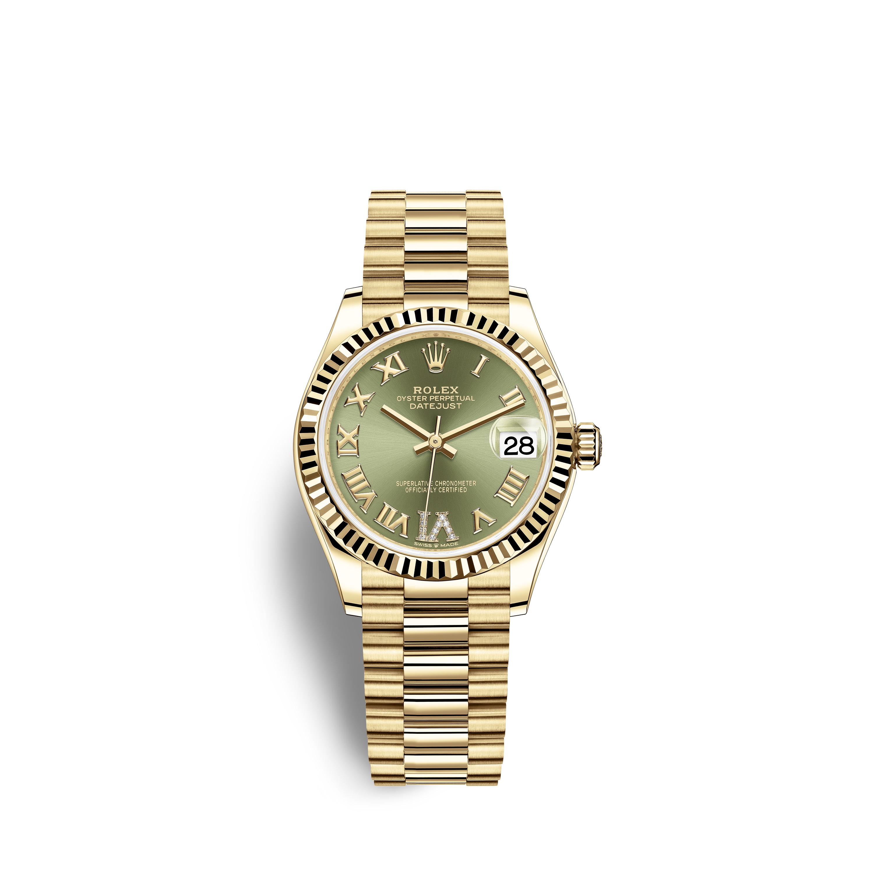 Datejust 31 278278 Gold Watch (Olive Green Set with Diamonds)