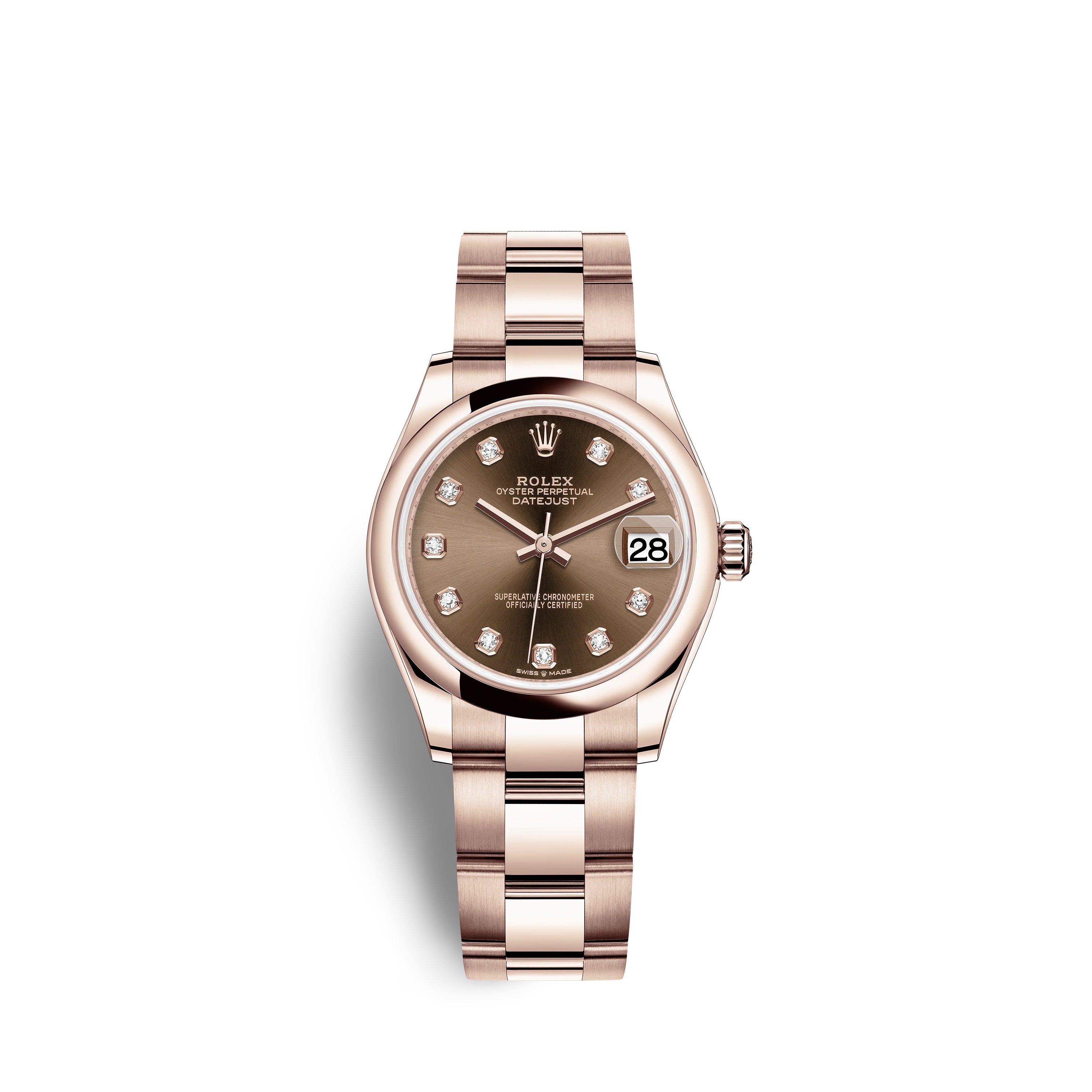 Datejust 31 278245 Rose Gold Watch (Chocolate Set with Diamonds) - Click Image to Close
