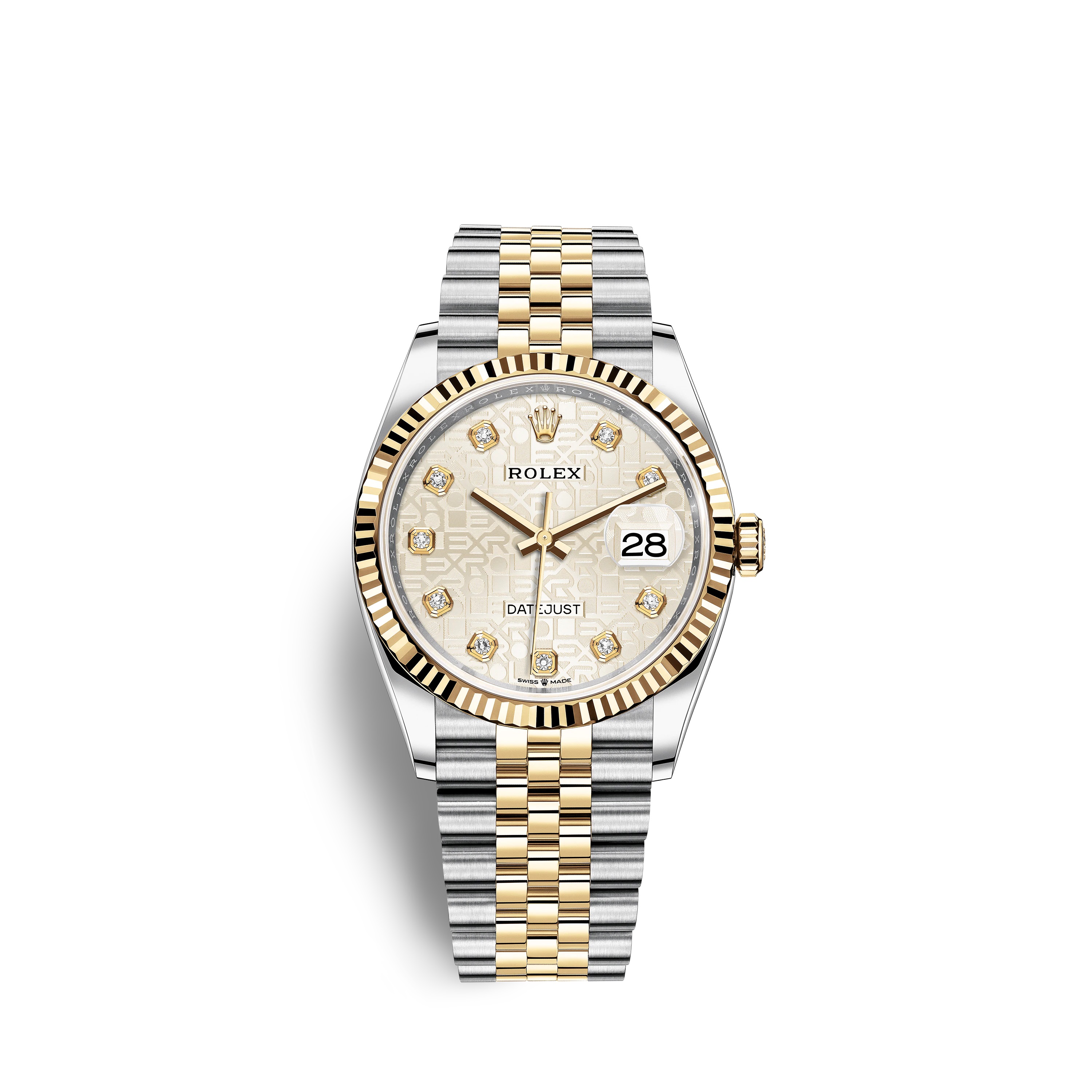 Datejust 36 126233 Gold & Stainless Steel Watch (Silver Jubilee Design Set with Diamonds) - Click Image to Close