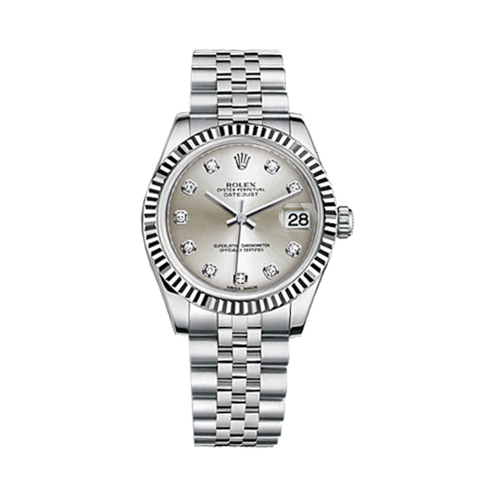 Datejust 31 178274 White Gold & Stainless Steel Watch (Silver Set with Diamonds)