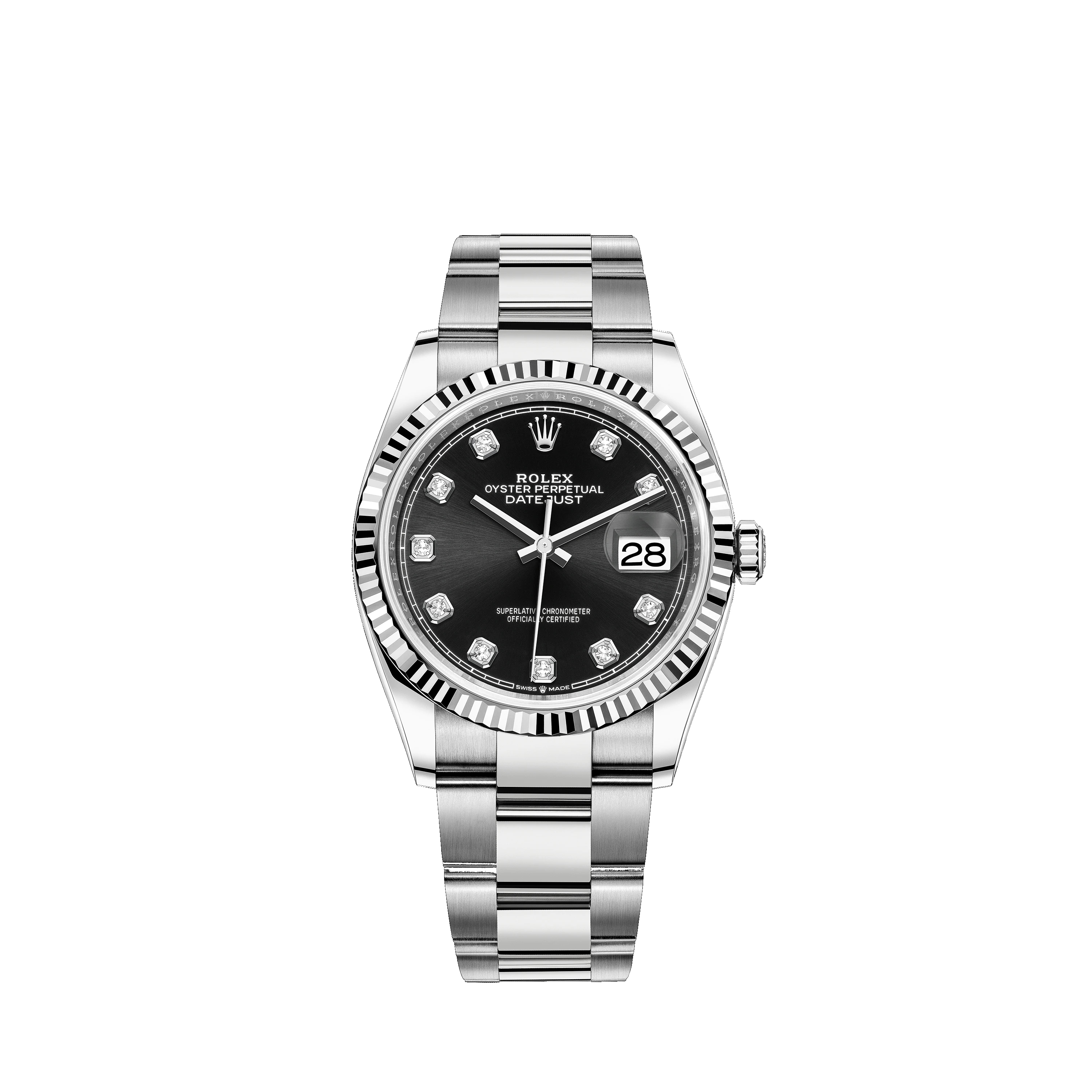 Datejust 36 126234 White Gold & Stainless Steel Watch (Black Set with Diamonds)