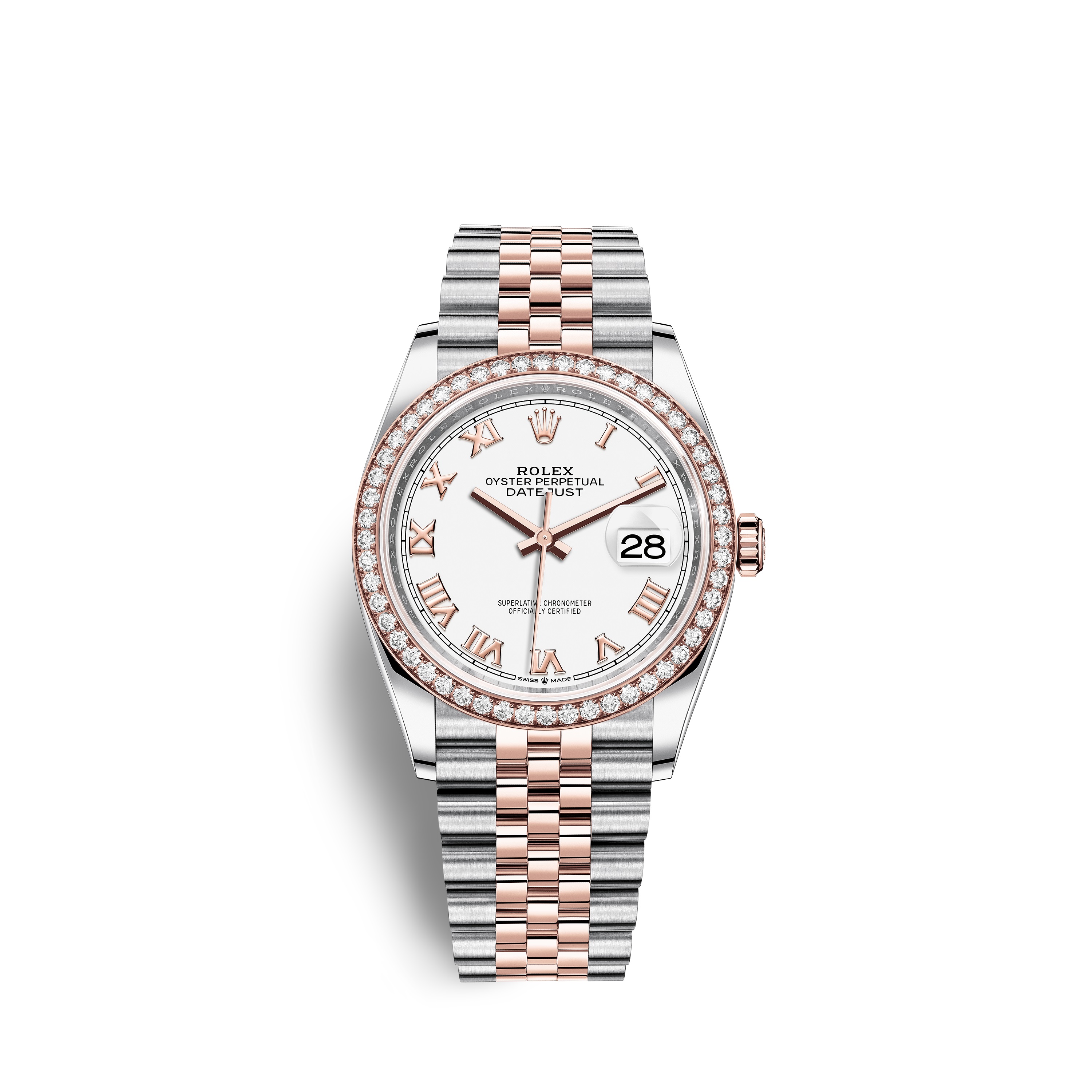 Datejust 36 126281RBR Rose Gold & Stainless Steel Watch (White)