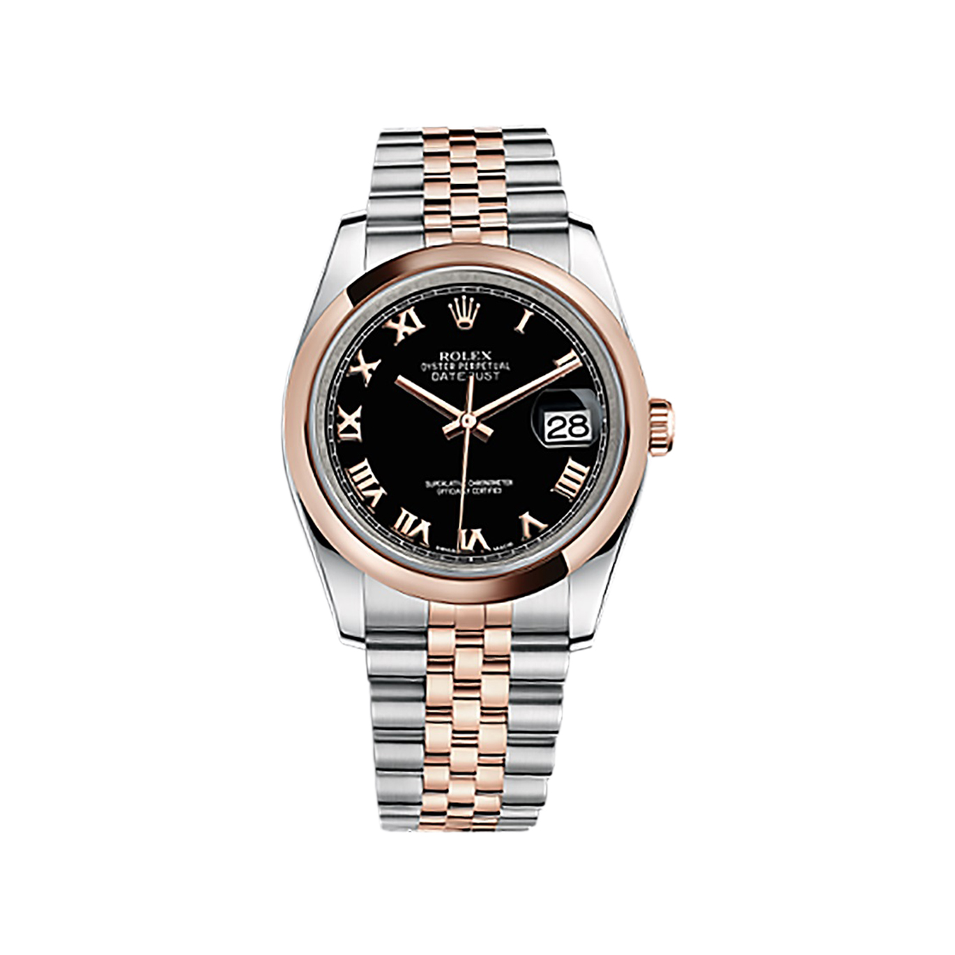 Datejust 36 116201 Rose Gold & Stainless Steel Watch (Black) - Click Image to Close