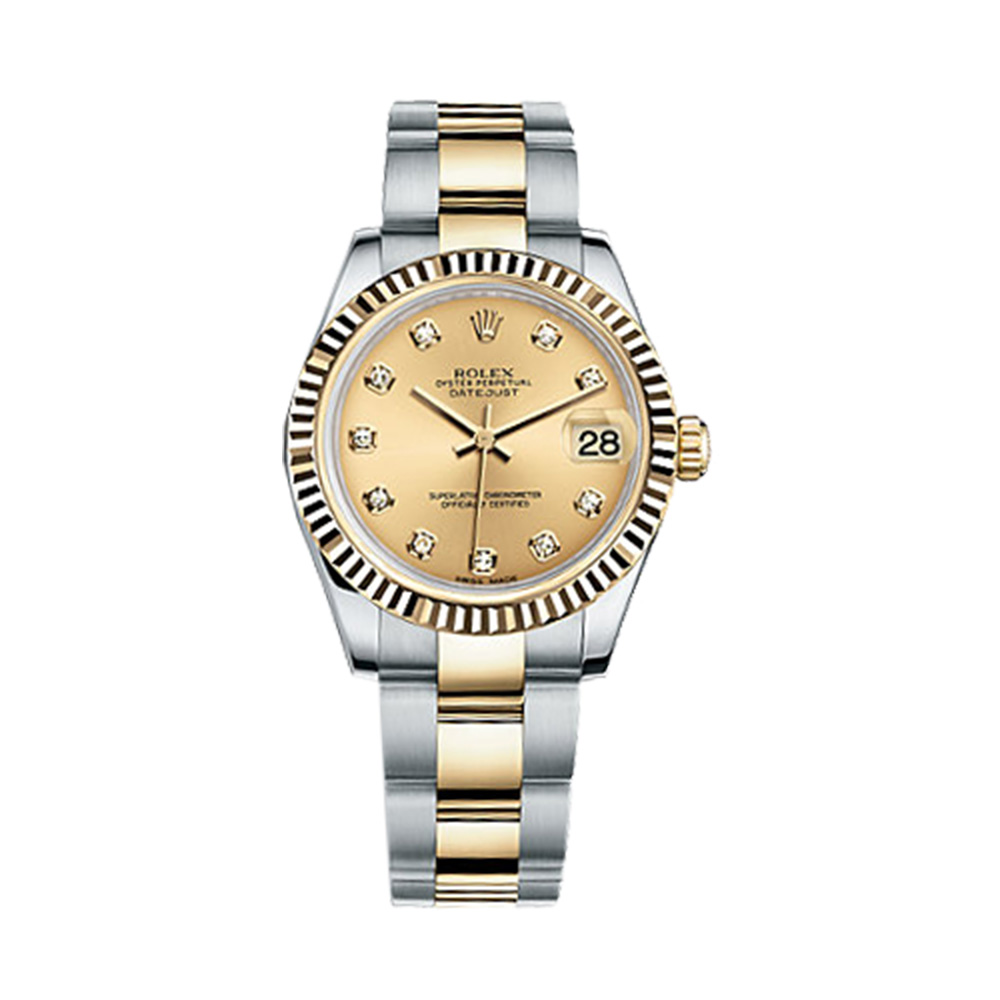 Datejust 31 178273 Gold & Stainless Steel Watch (Champagne Set with Diamonds) - Click Image to Close