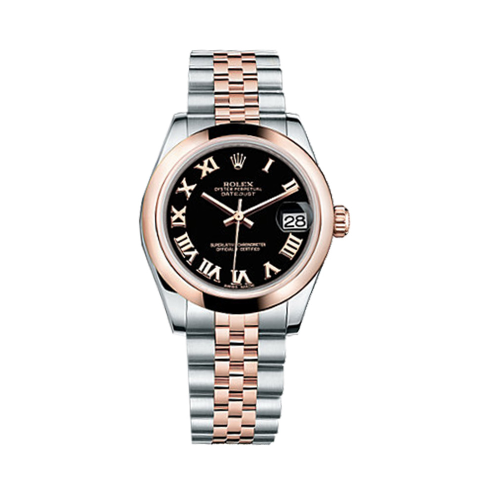 Datejust 31 178241 Rose Gold & Stainless Steel Watch (Black)