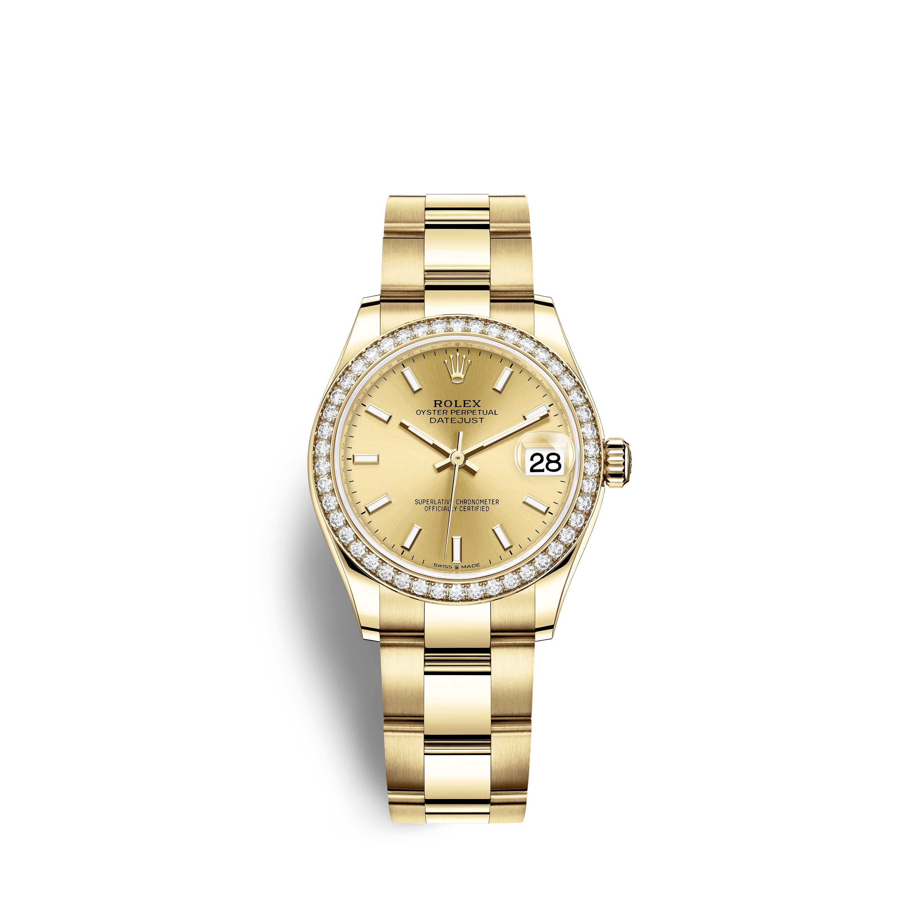 Datejust 31 278288RBR Gold & Diamonds Watch (Champagne-Colour) - Click Image to Close