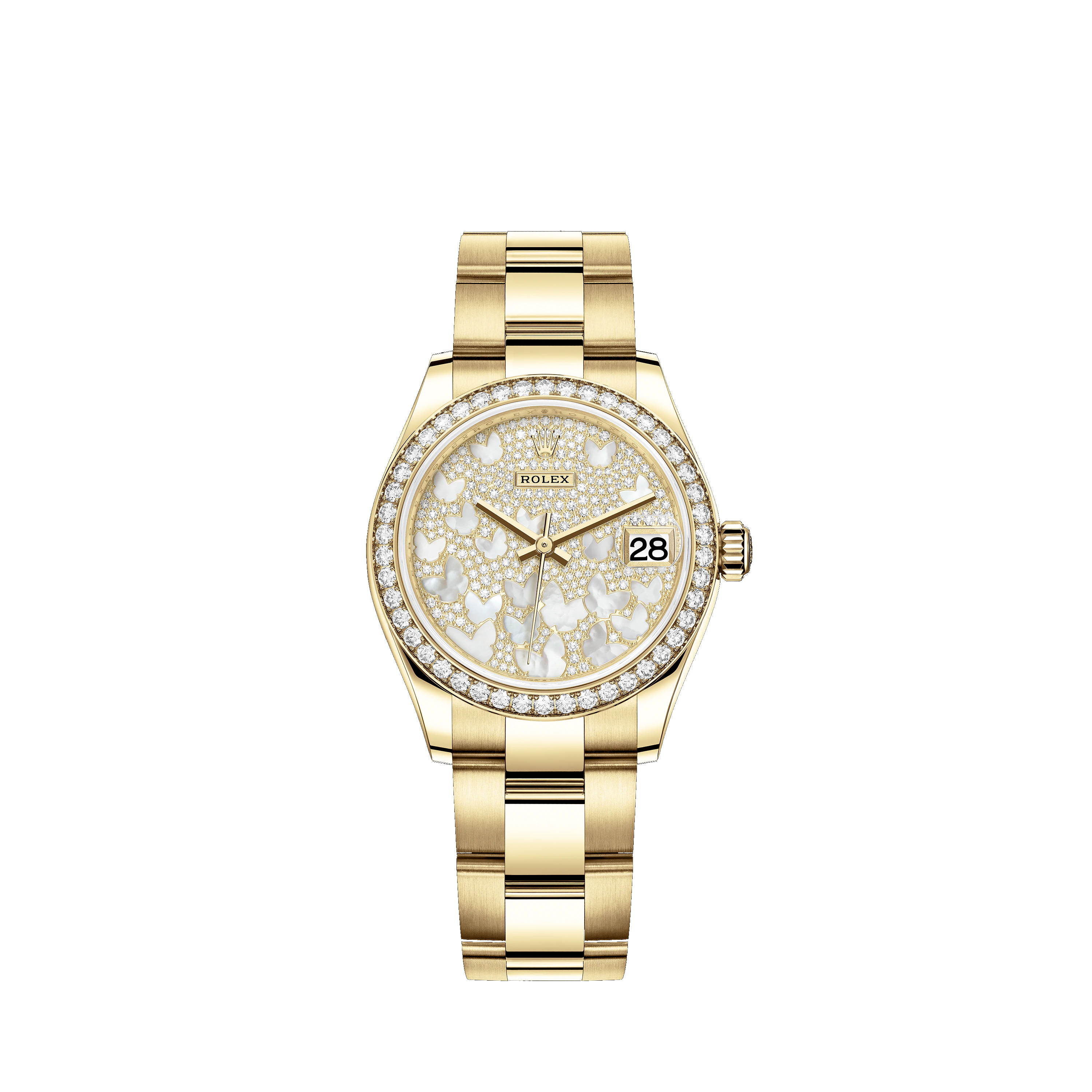 Datejust 31 278288RBR Gold & Diamonds Watch (Paved, Mother-of-Pearl Butterfly)