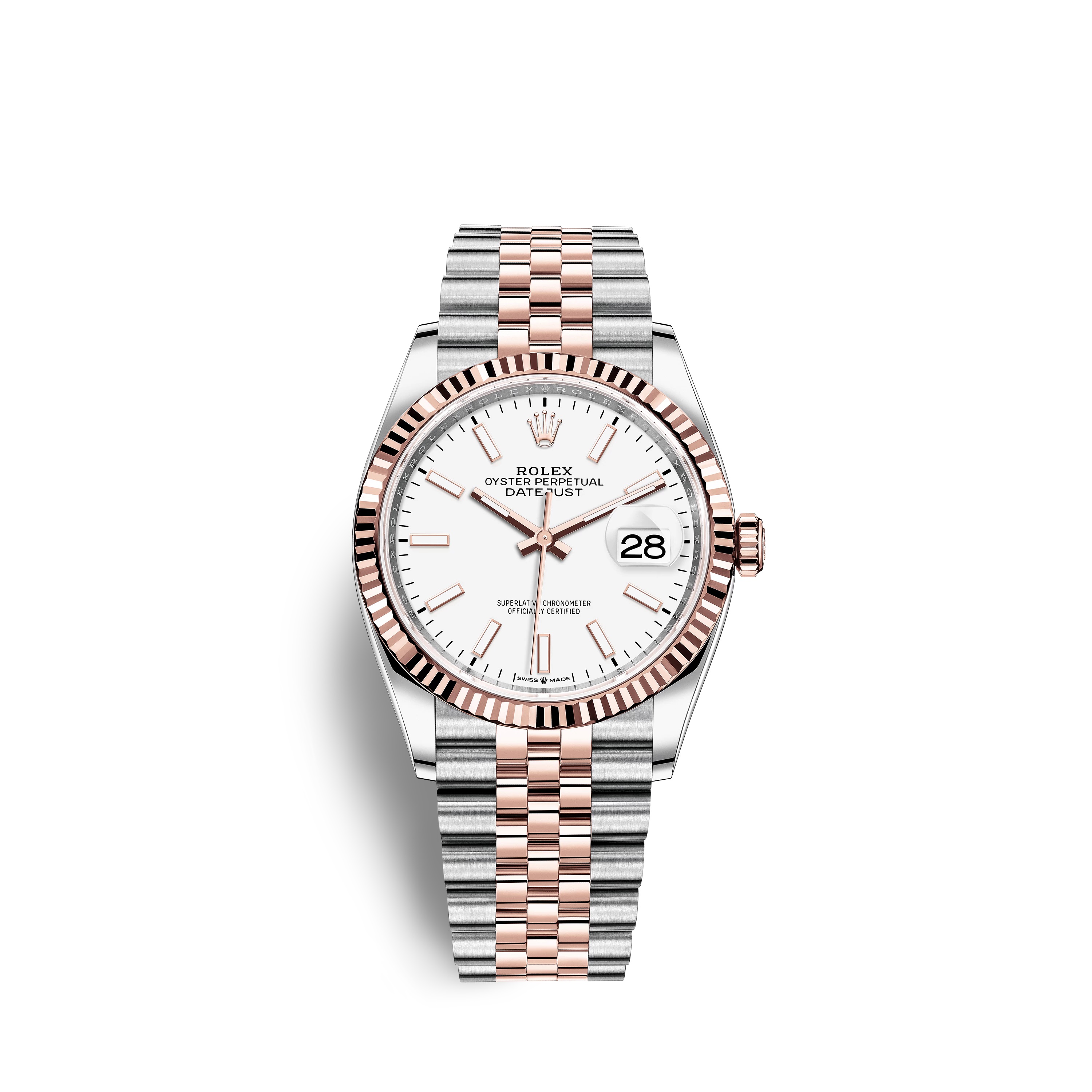 Datejust 36 126231 Rose Gold & Stainless Steel Watch (White)