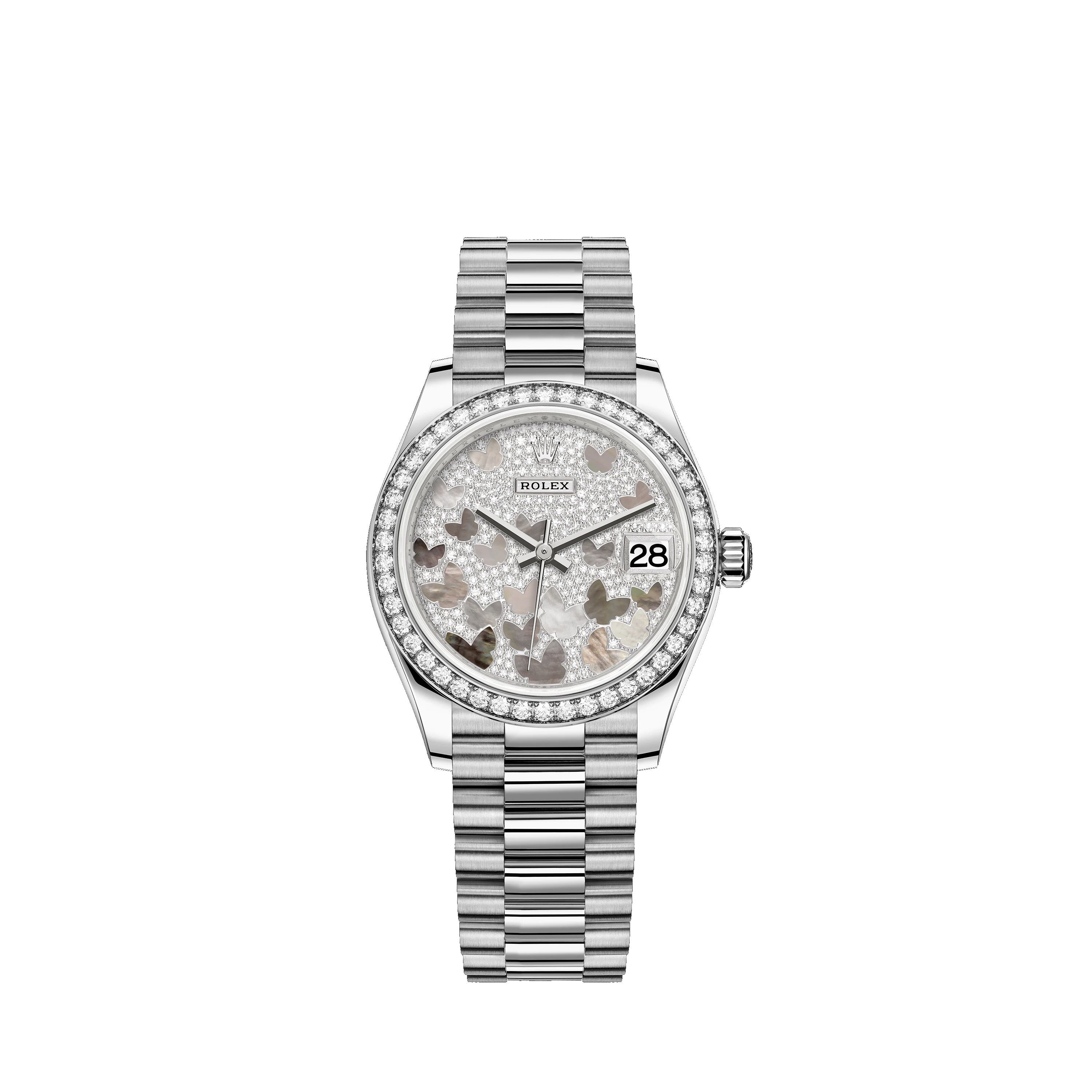 Datejust 31 278289RBR White Gold & Diamonds Watch (Paved, Mother-of-Pearl Butterfly)