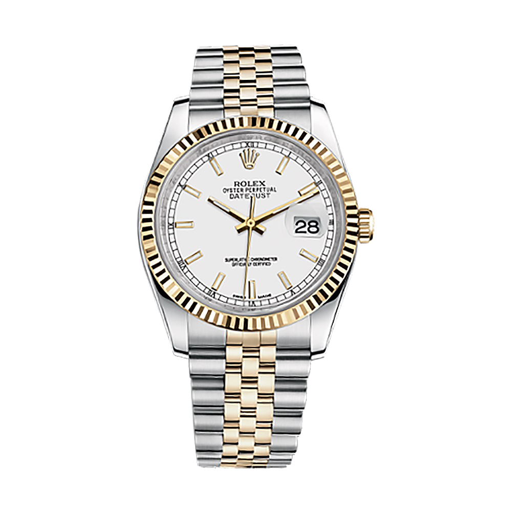 Datejust 36 116233 Gold & Stainless Steel Watch (White)