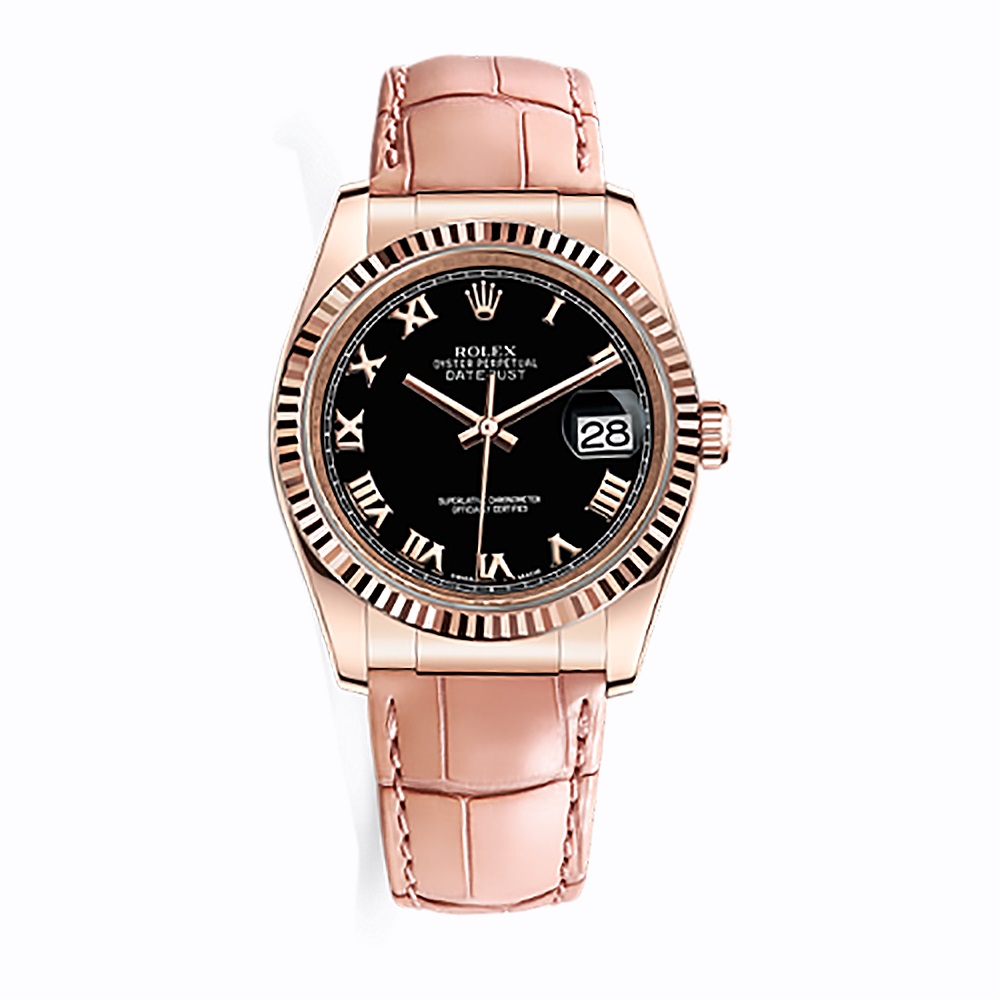 Datejust 36 116135 Rose Gold Watch (Black)