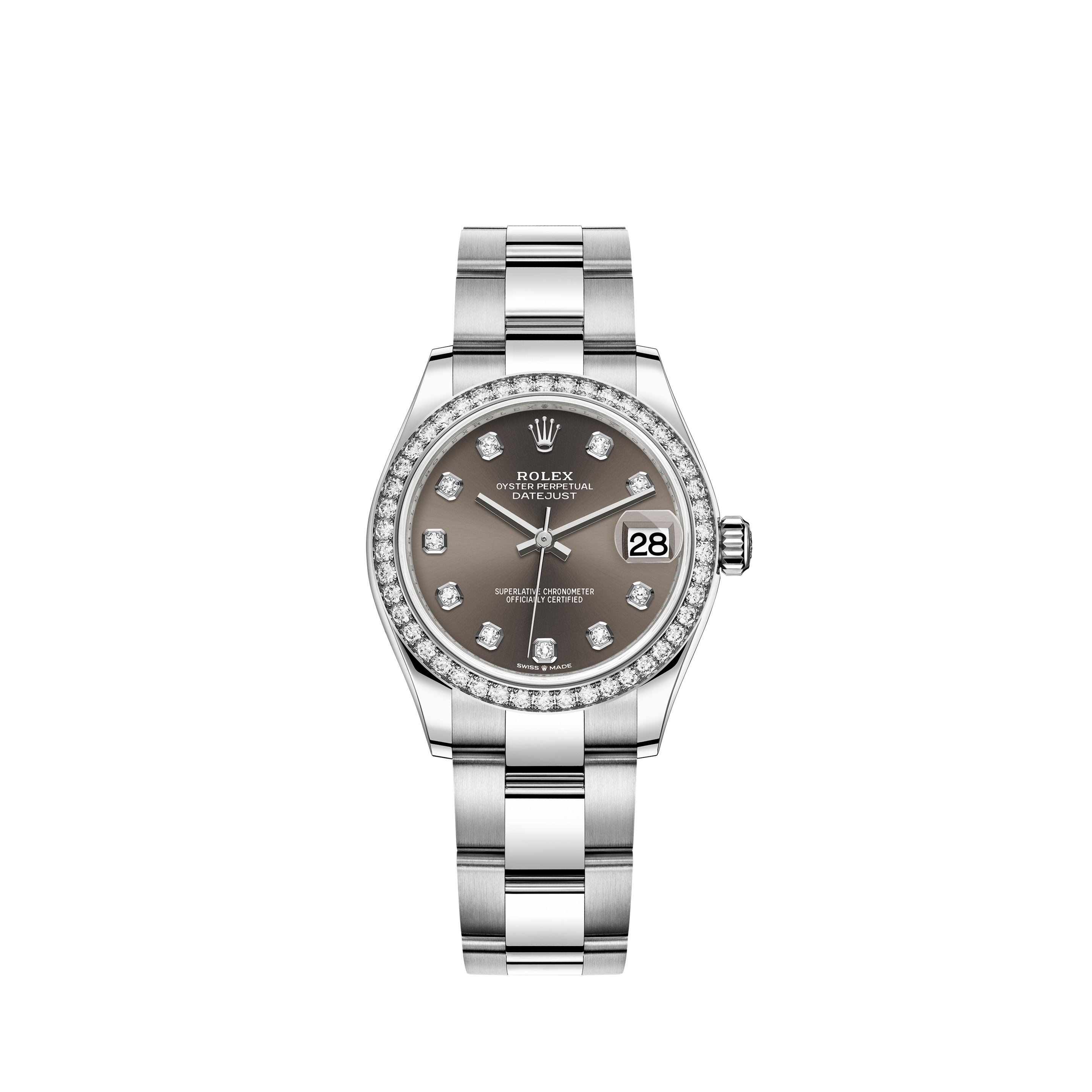Datejust 31 278384RBR White Gold & Stainless Steel Watch (Dark Grey Set with Diamonds)