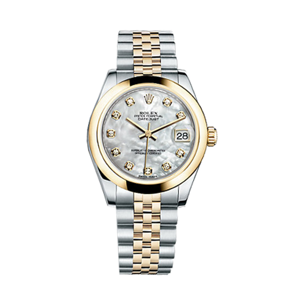 Datejust 31 178243 Gold & Stainless Steel Watch (White Mother-of-Pearl Set with Diamonds)