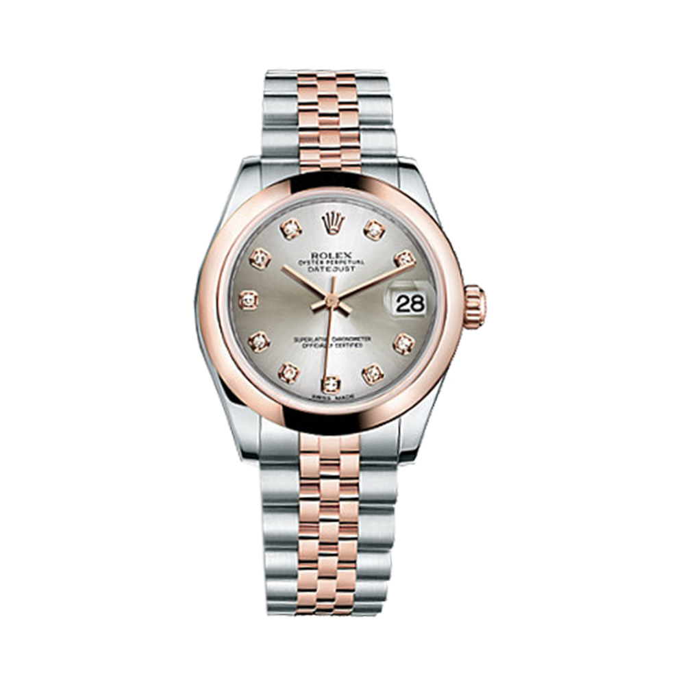 Datejust 31 178241 Rose Gold & Stainless Steel Watch (Silver Set with Diamonds) - Click Image to Close