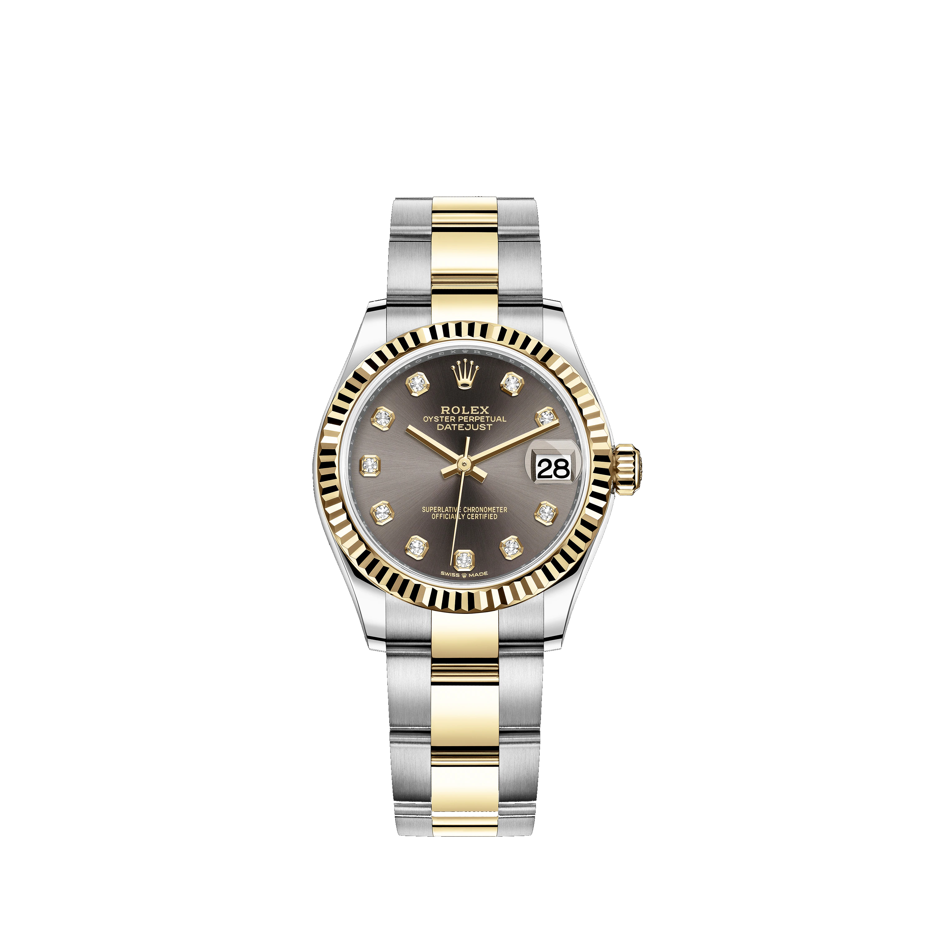Datejust 31 278273 Gold & Stainless Steel Watch (Dark Grey Set with Diamonds) - Click Image to Close