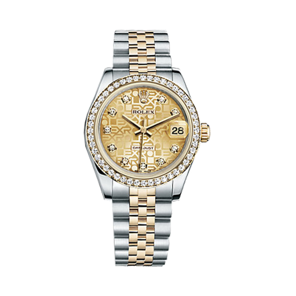 Datejust 31 178383 Gold & Stainless Steel Watch (Champagne Set with Diamonds)