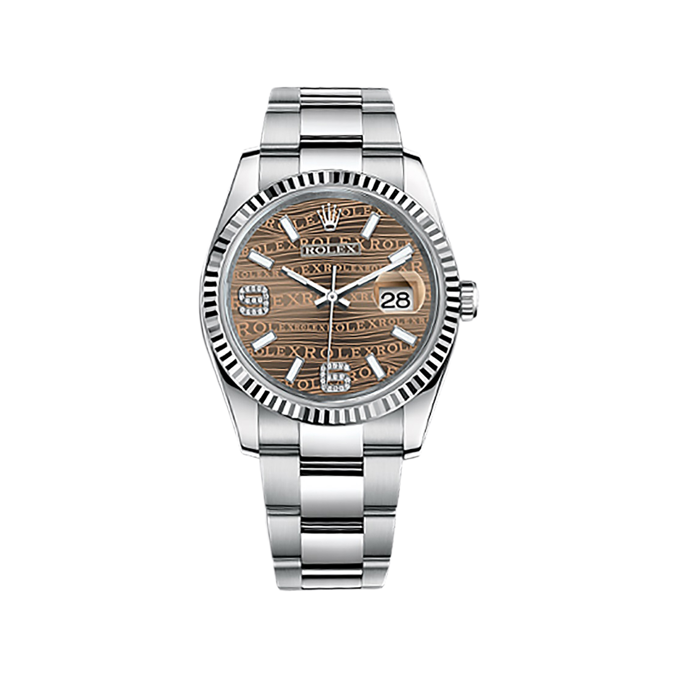 Datejust 36 116234 White Gold & Stainless Steel Watch (Bronze Waves Set with Diamonds)