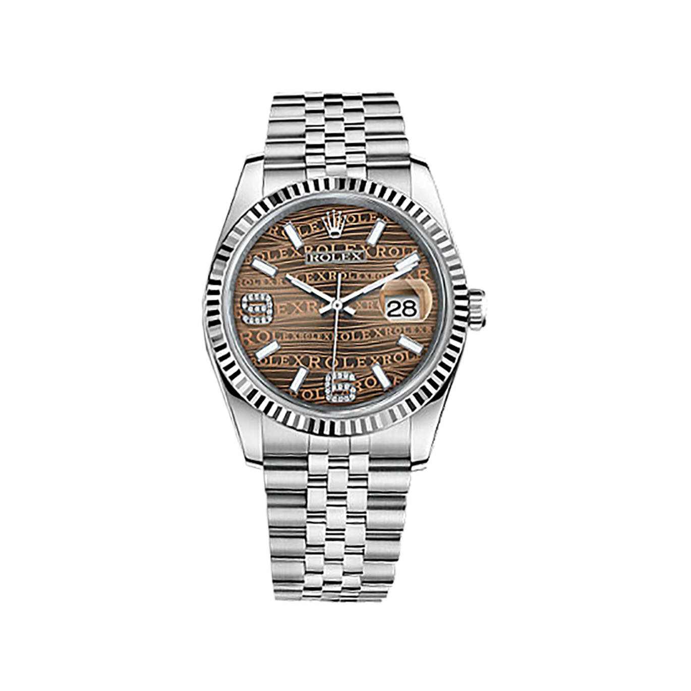 Datejust 36 116234 White Gold & Stainless Steel Watch (Bronze Waves Set with Diamonds)